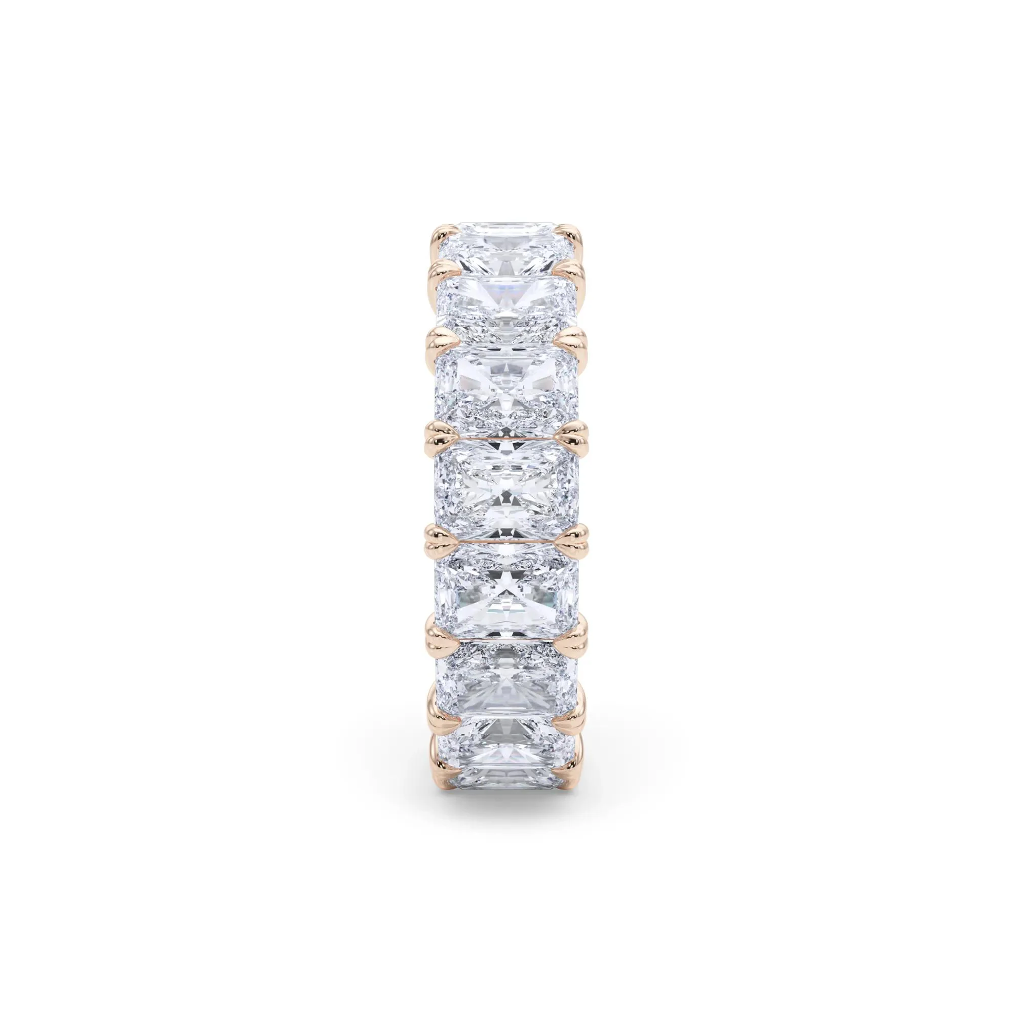7 CT. Tw. Lab Grown Diamond Radiant-Cut Eternity Band Ring 14K Rose Gold Size 5 - Image 3