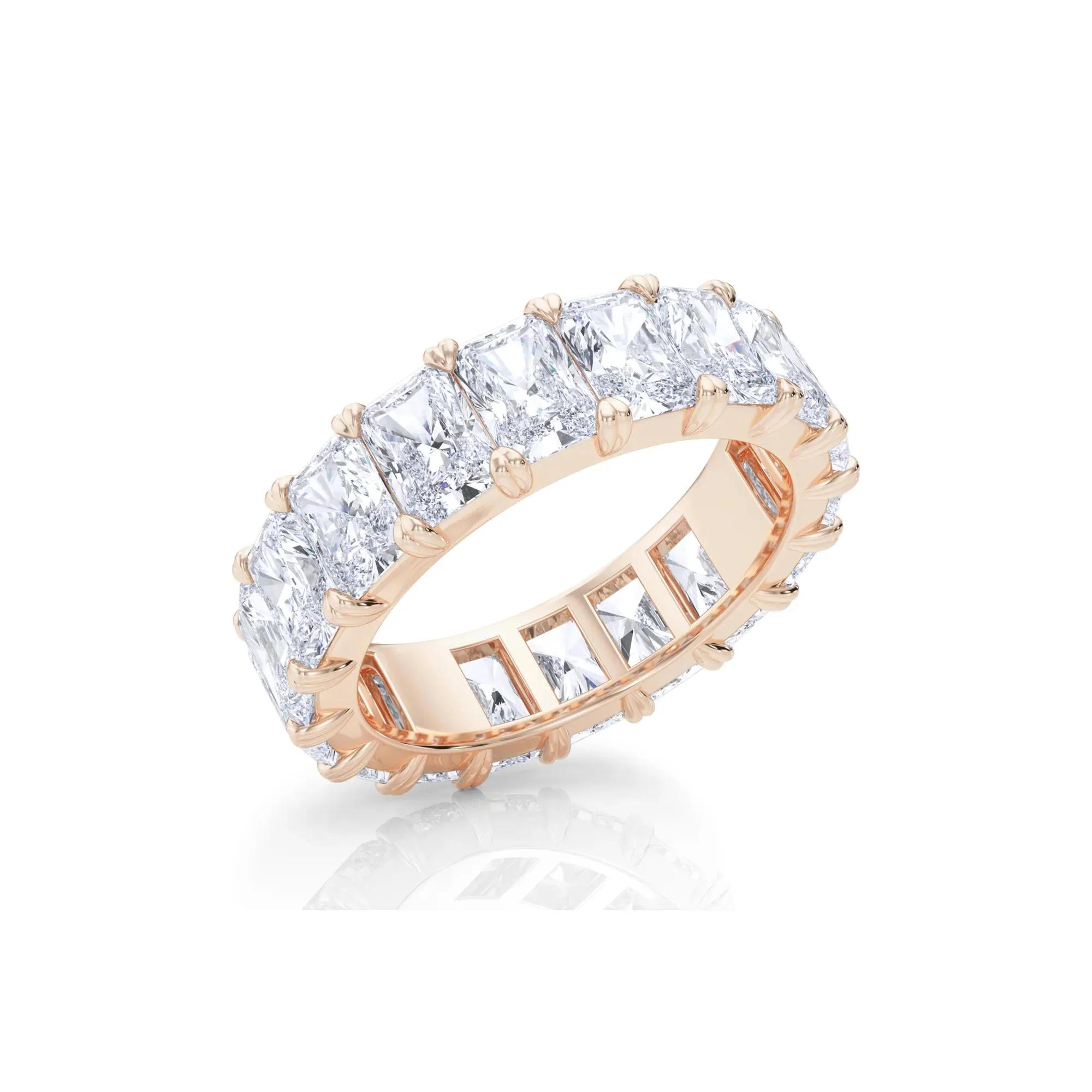 7 CT. Tw. Lab Grown Diamond Radiant-Cut Eternity Band Ring 14K Rose Gold Size 5 - Image 4