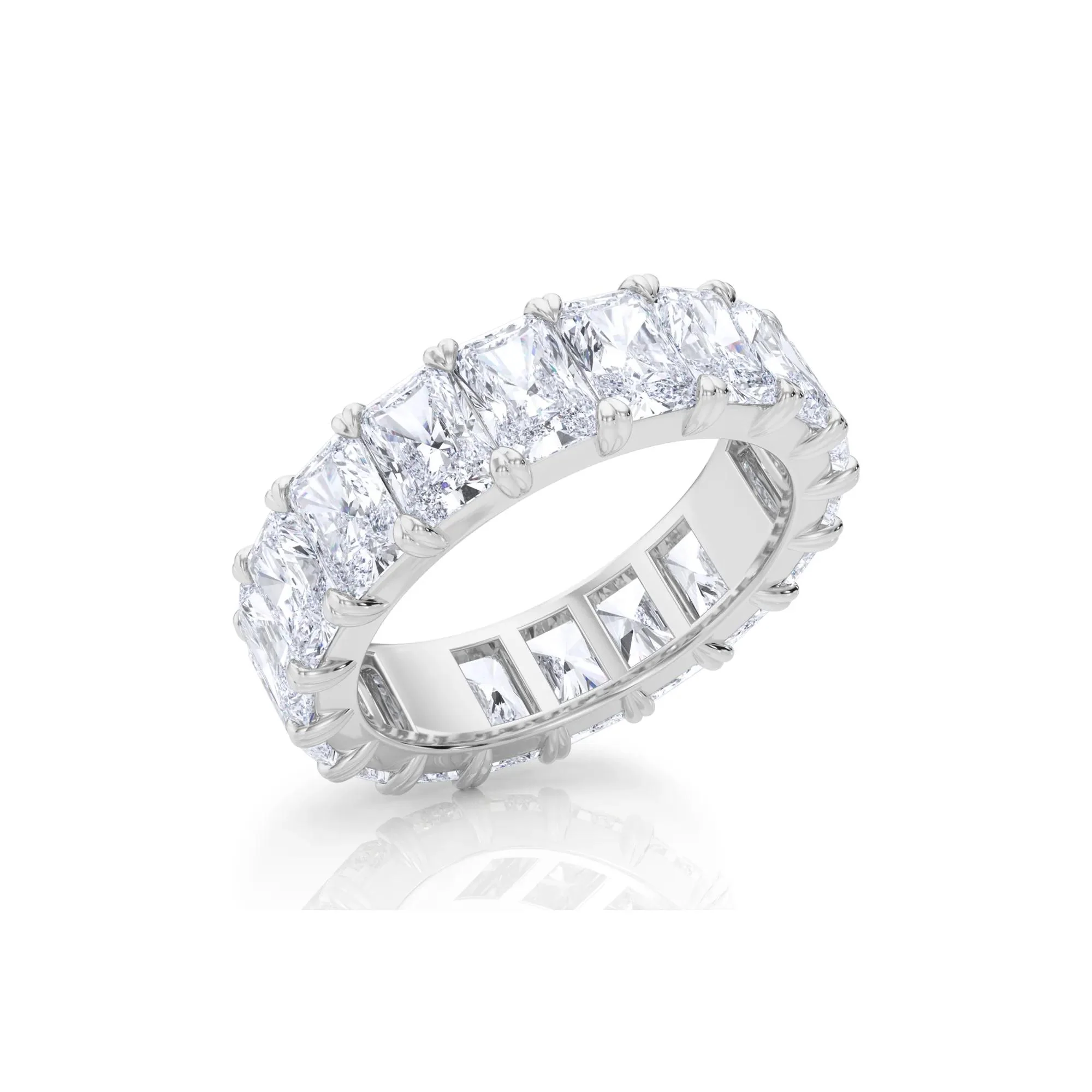 7 CT. Tw. Lab Grown Diamond Radiant-Cut Eternity Band Ring 14K White Gold Size 9 - Image 4