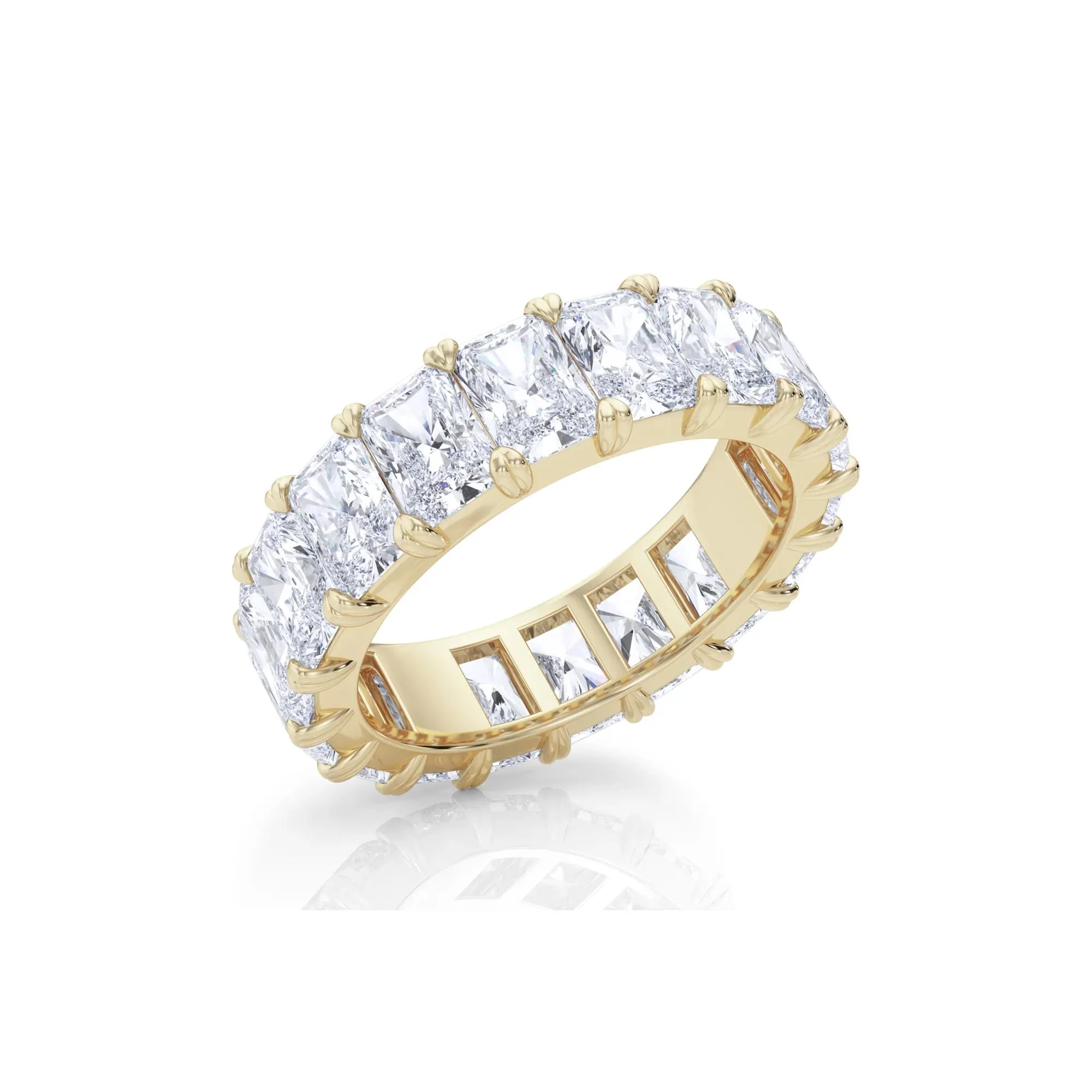 7 CT. Tw. Lab Grown Diamond Radiant-Cut Eternity Band Ring 14K Yellow Gold Size 6.5 - Image 4