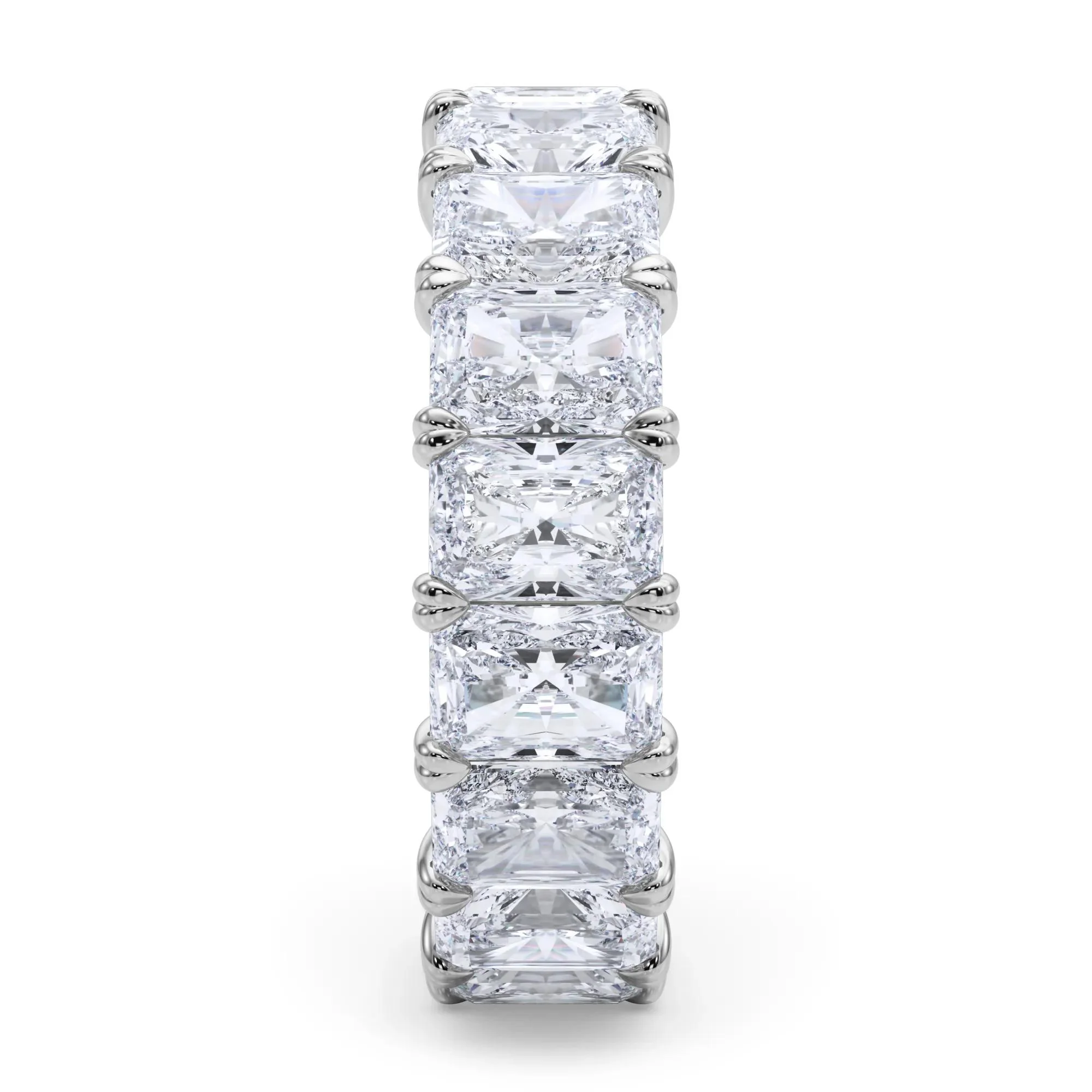 7 CT. Tw. Lab Grown Diamond Radiant-Cut Eternity Band Ring Platinum White Size 4 - Image 3