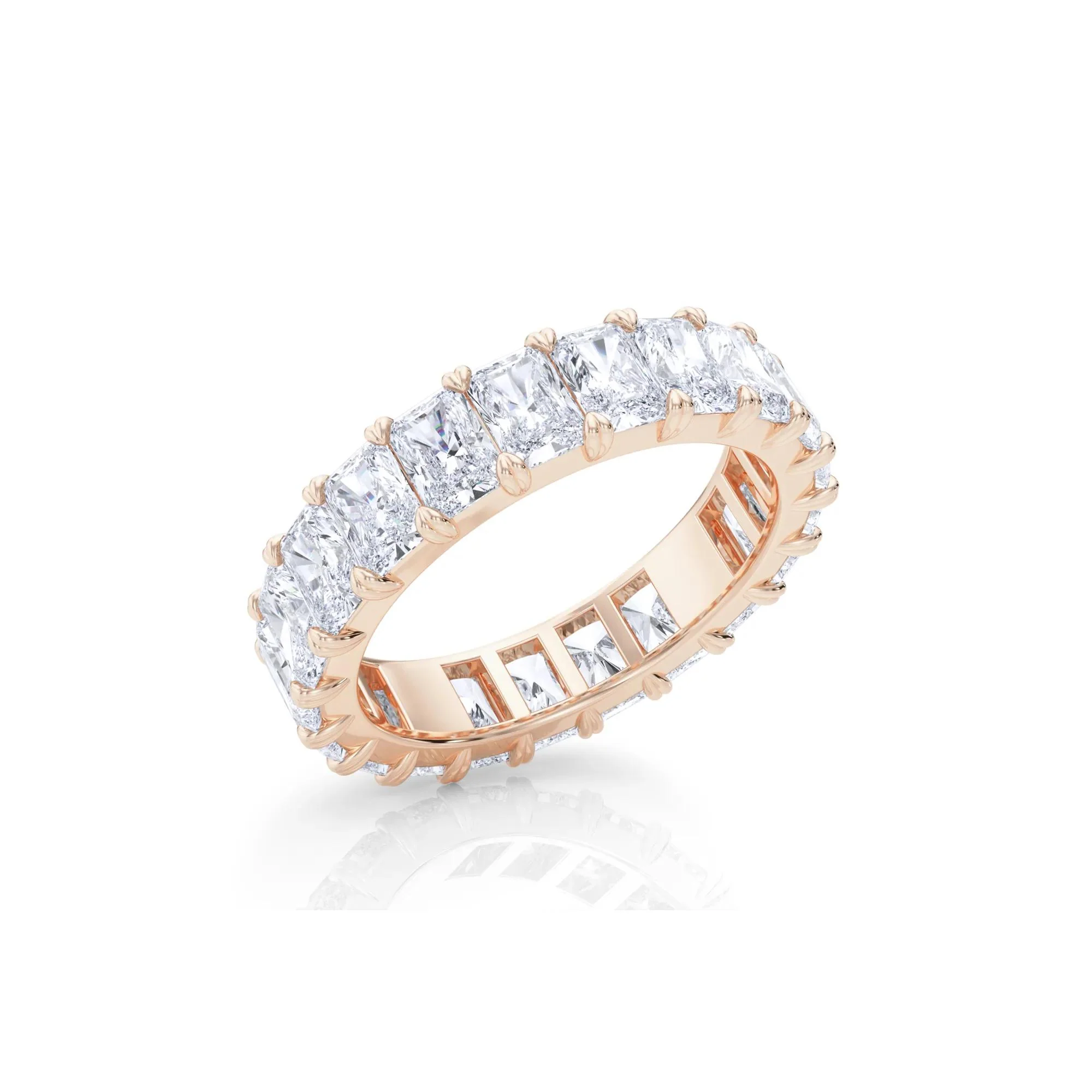 5 CT. Tw. Lab Grown Diamond Radiant-Cut Eternity Band Ring 14K Rose Gold Size 6.5 - Image 4