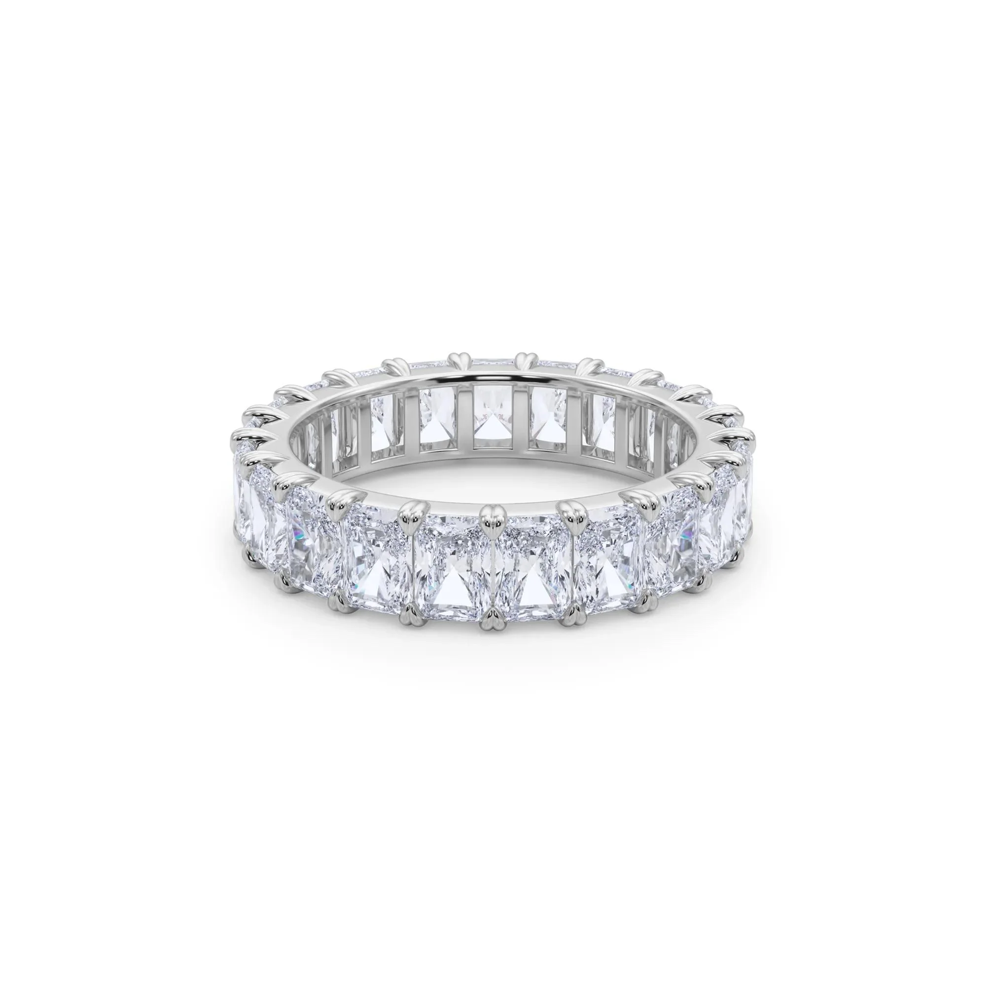 5 CT. Tw. Lab Grown Diamond Radiant-Cut Eternity Band Ring Platinum White Size 9 - Image 5