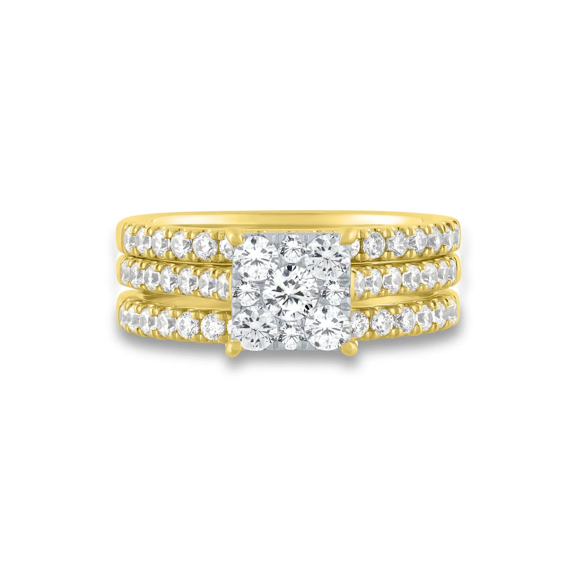 1/2 CT. Tw. Diamond Composite Engagement Ring Set 10K Yellow Gold Round Brilliant Cut Size 6 1mm