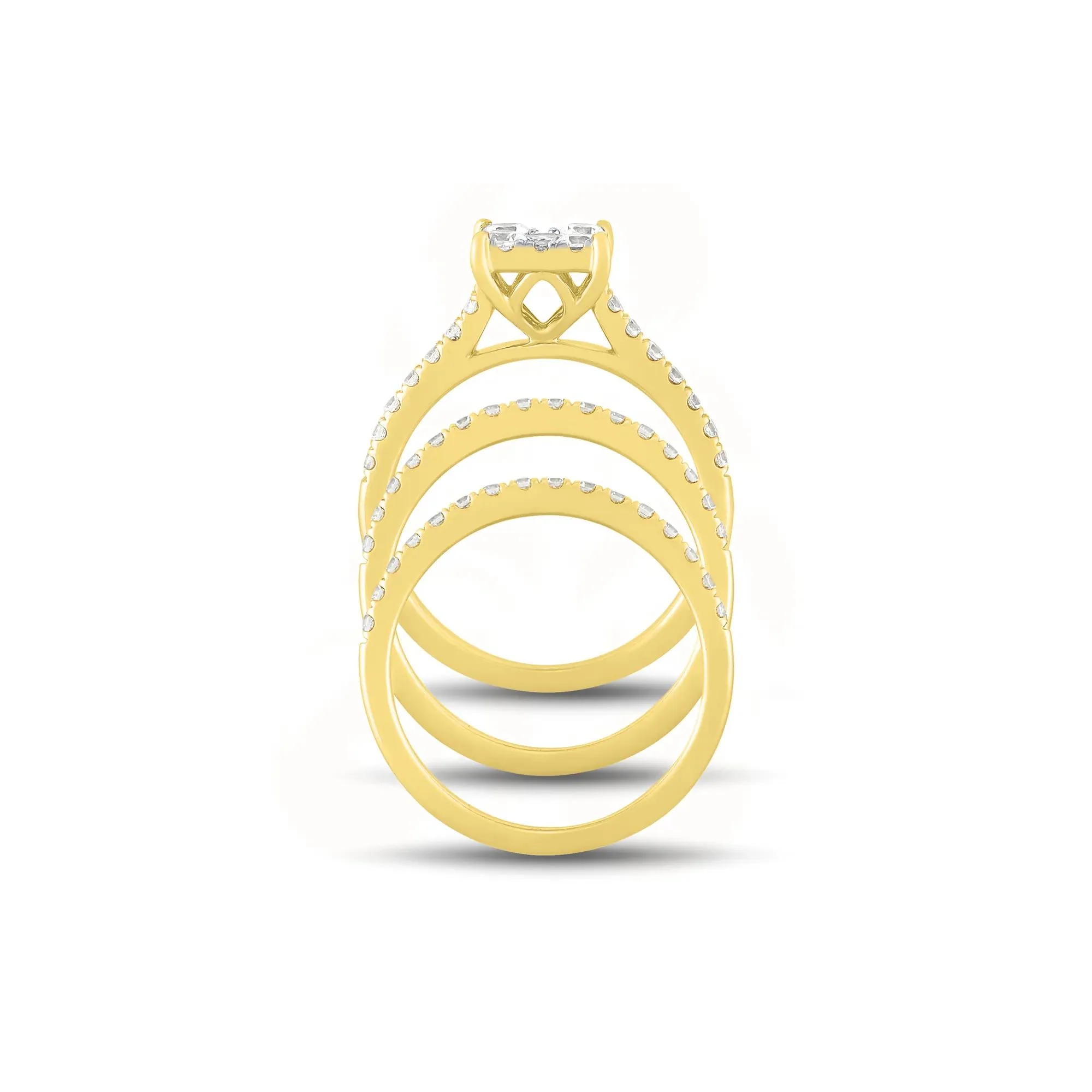 1/2 CT. Tw. Diamond Composite Engagement Ring Set 10K Yellow Gold Round Brilliant Cut Size 6.5 1mm - Image 2