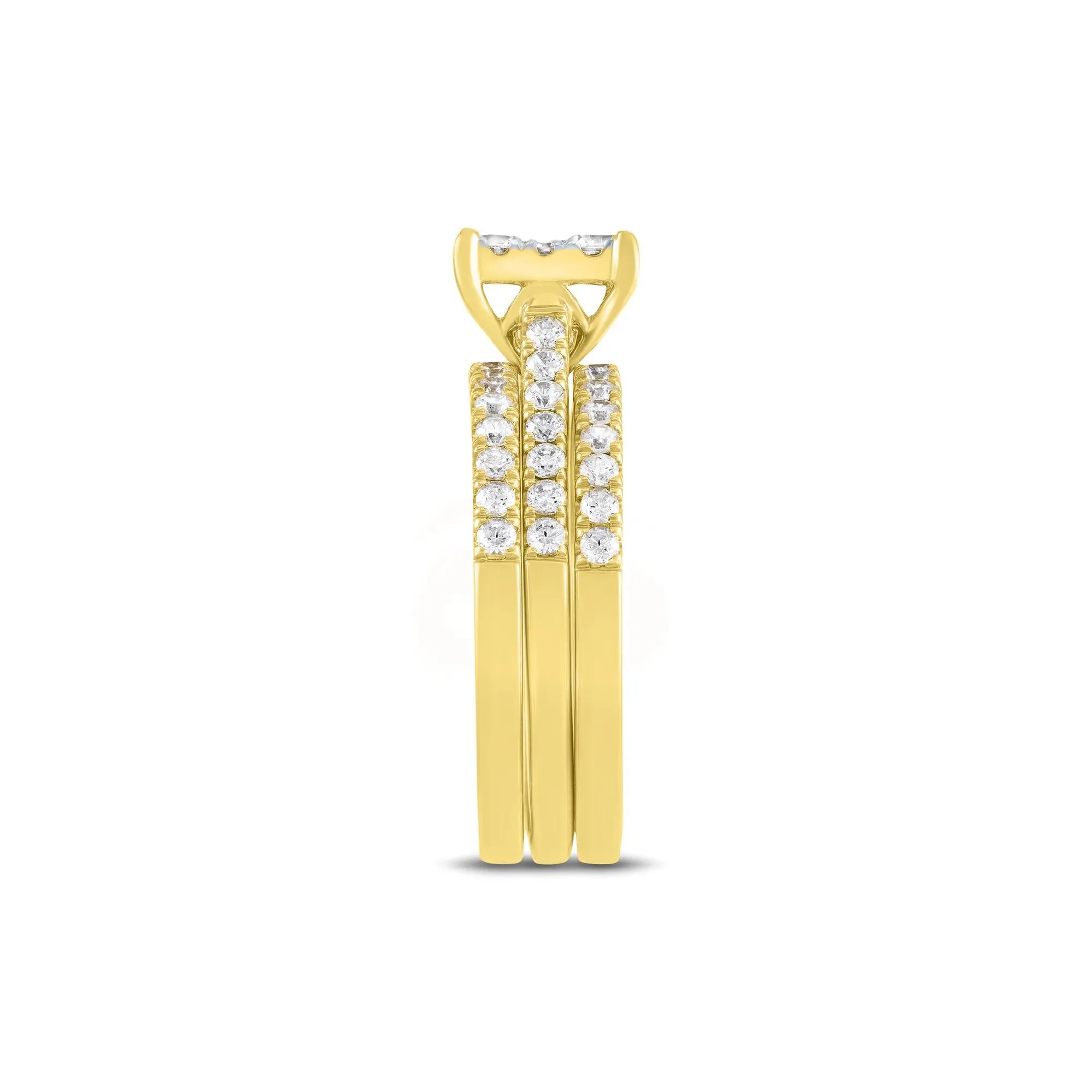 1/2 CT. Tw. Diamond Composite Engagement Ring Set 10K Yellow Gold Round Brilliant Cut Size 6.5 1mm - Image 3