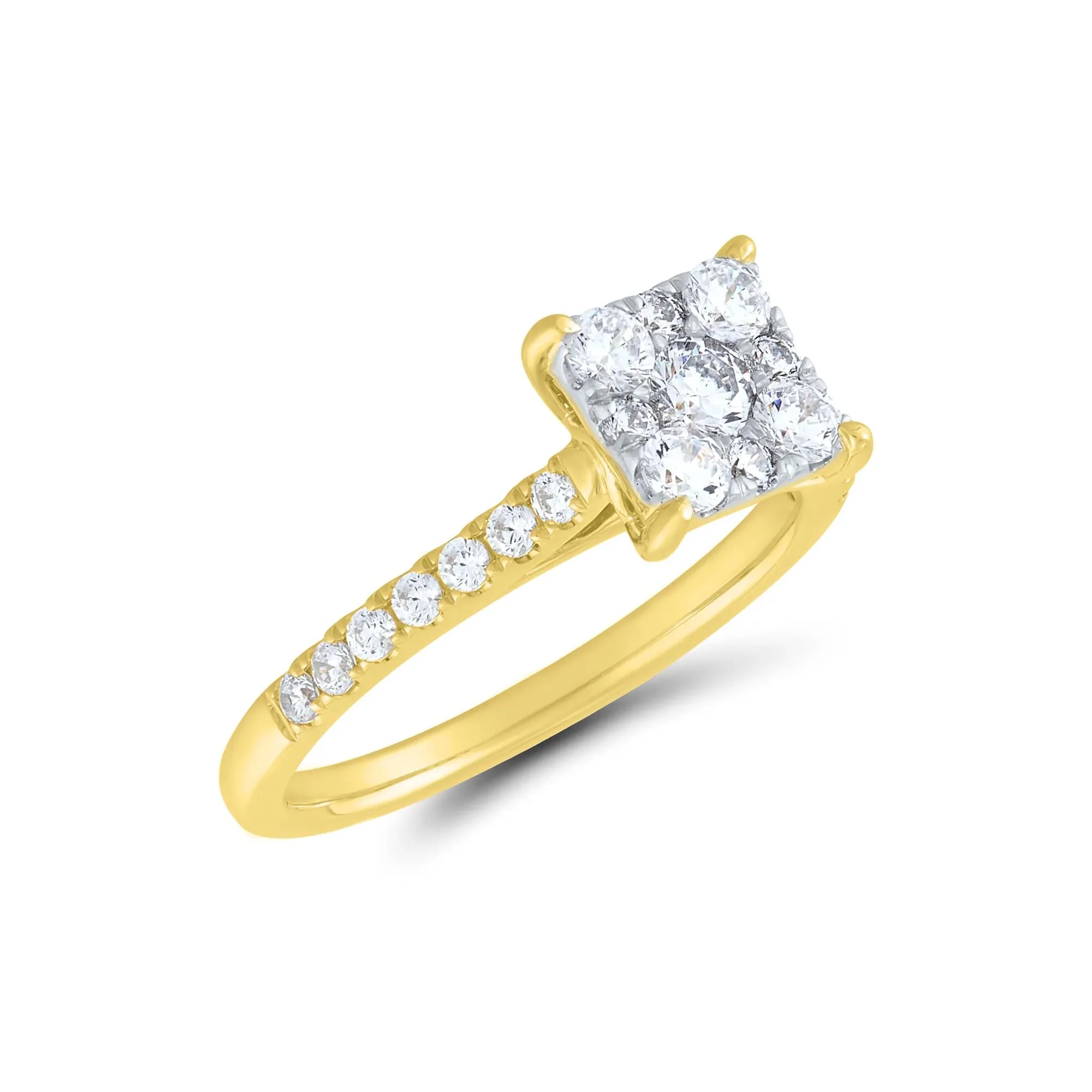 1/2 CT. Tw. Diamond Composite Engagement Ring Set 10K Yellow Gold Round Brilliant Cut Size 7 1mm - Image 4