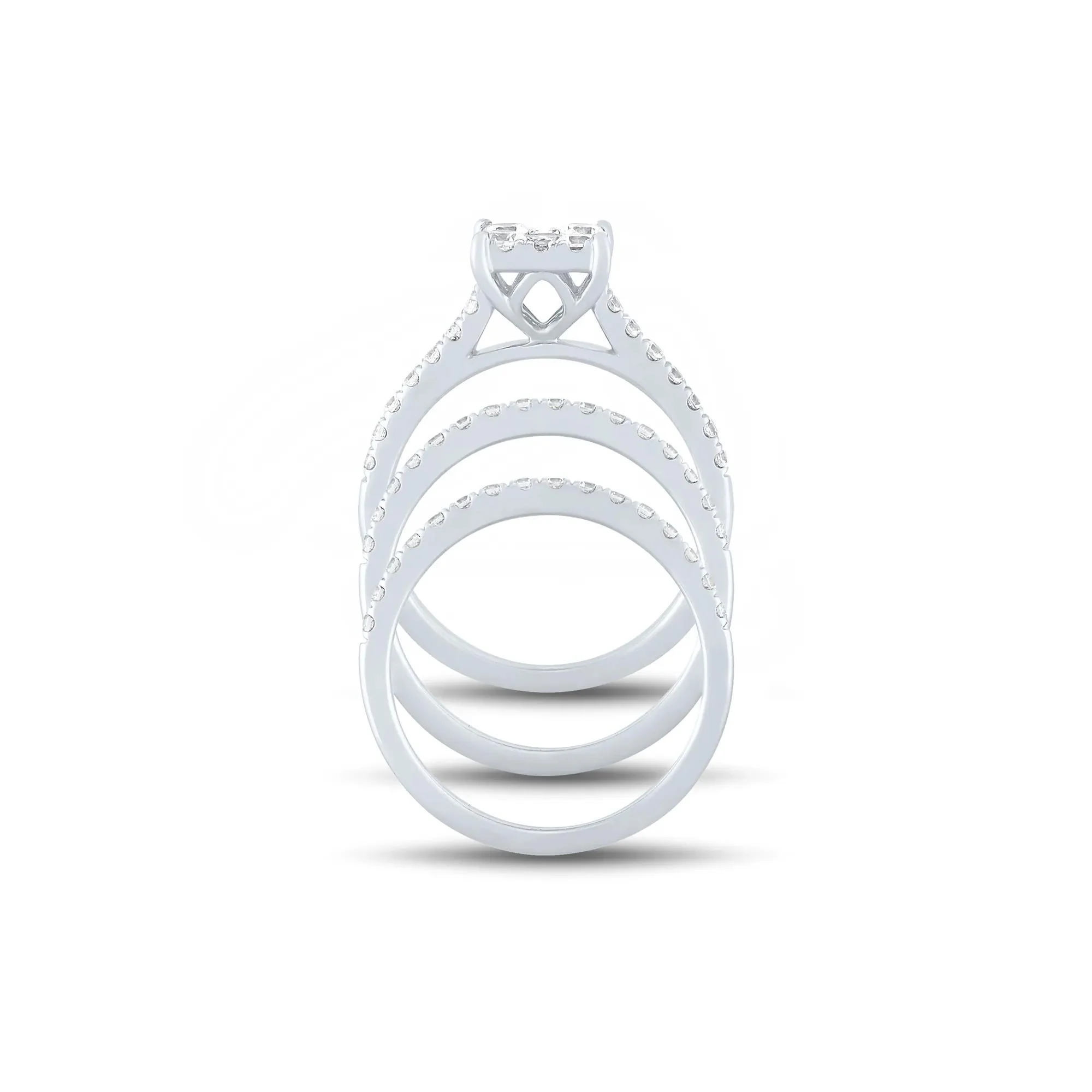 1/2 CT. Tw. Diamond Composite Engagement Ring Set 10K White Gold Round Brilliant Cut Size 7 1mm - Image 2