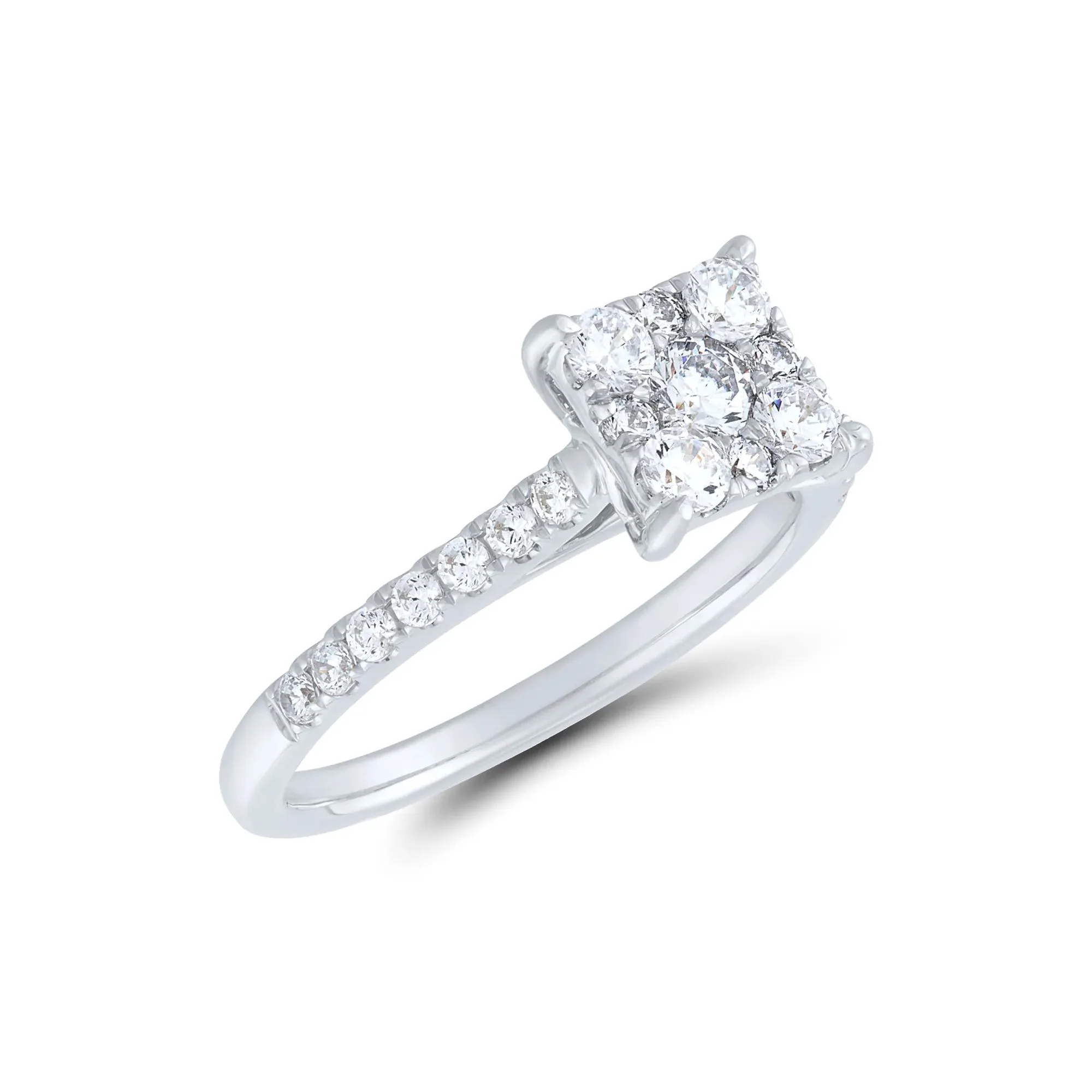 1/2 CT. Tw. Diamond Composite Engagement Ring Set 10K White Gold Round Brilliant Cut Size 7 1mm - Image 4