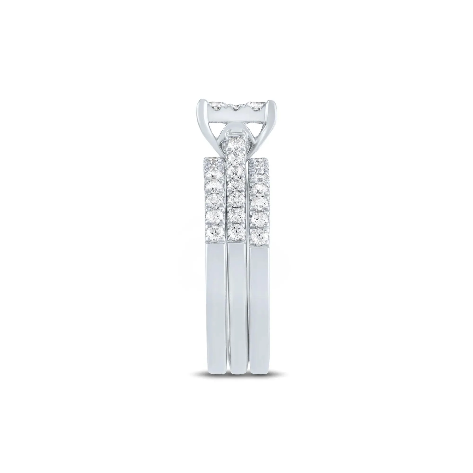 1/2 CT. Tw. Diamond Composite Engagement Ring Set 10K White Gold Round Brilliant Cut Size 7.5 1mm - Image 3