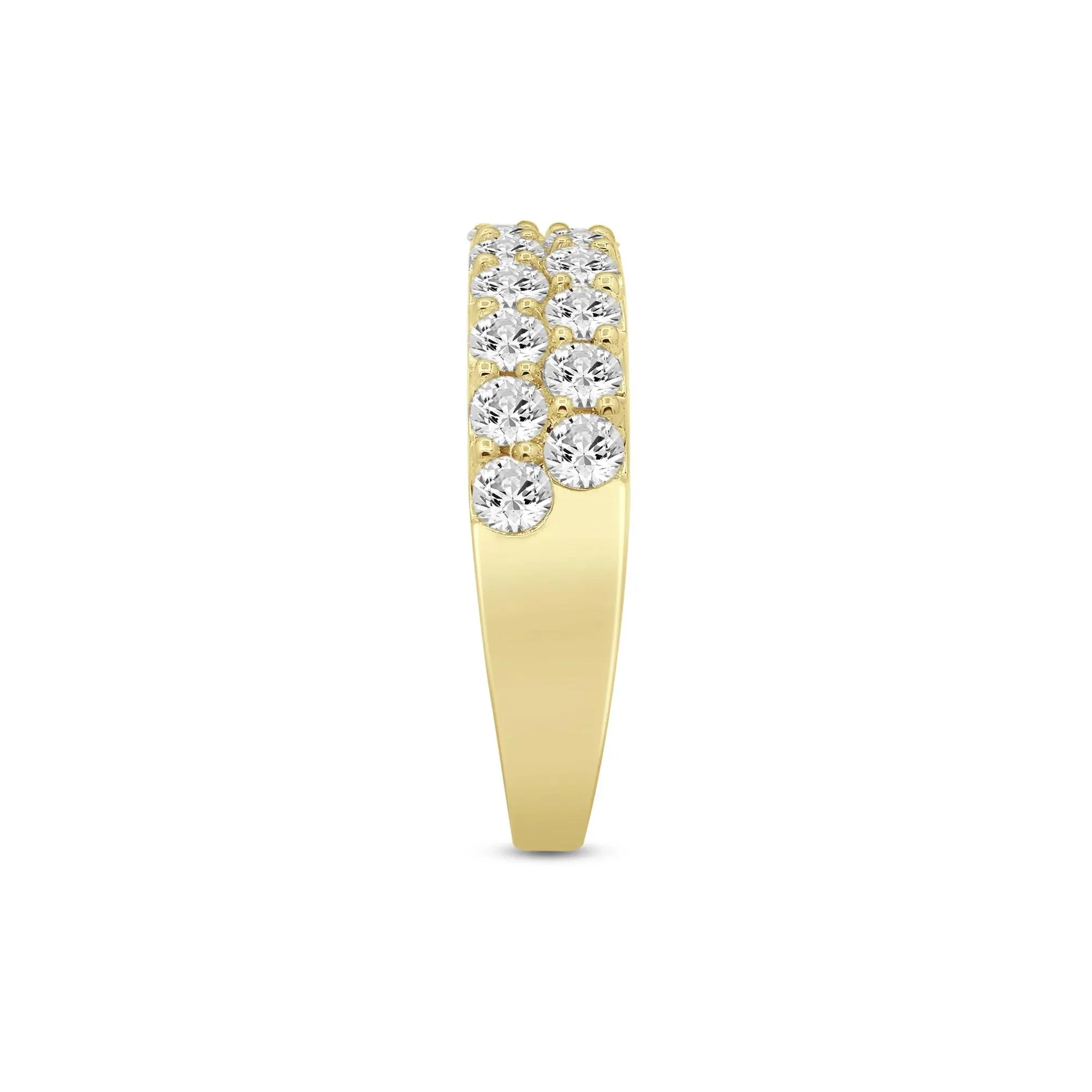 1/2 CT. Tw. Wide Diamond Anniversary Band Ring 14K Yellow Gold Round Brilliant Cut Size 6 2mm - Image 3