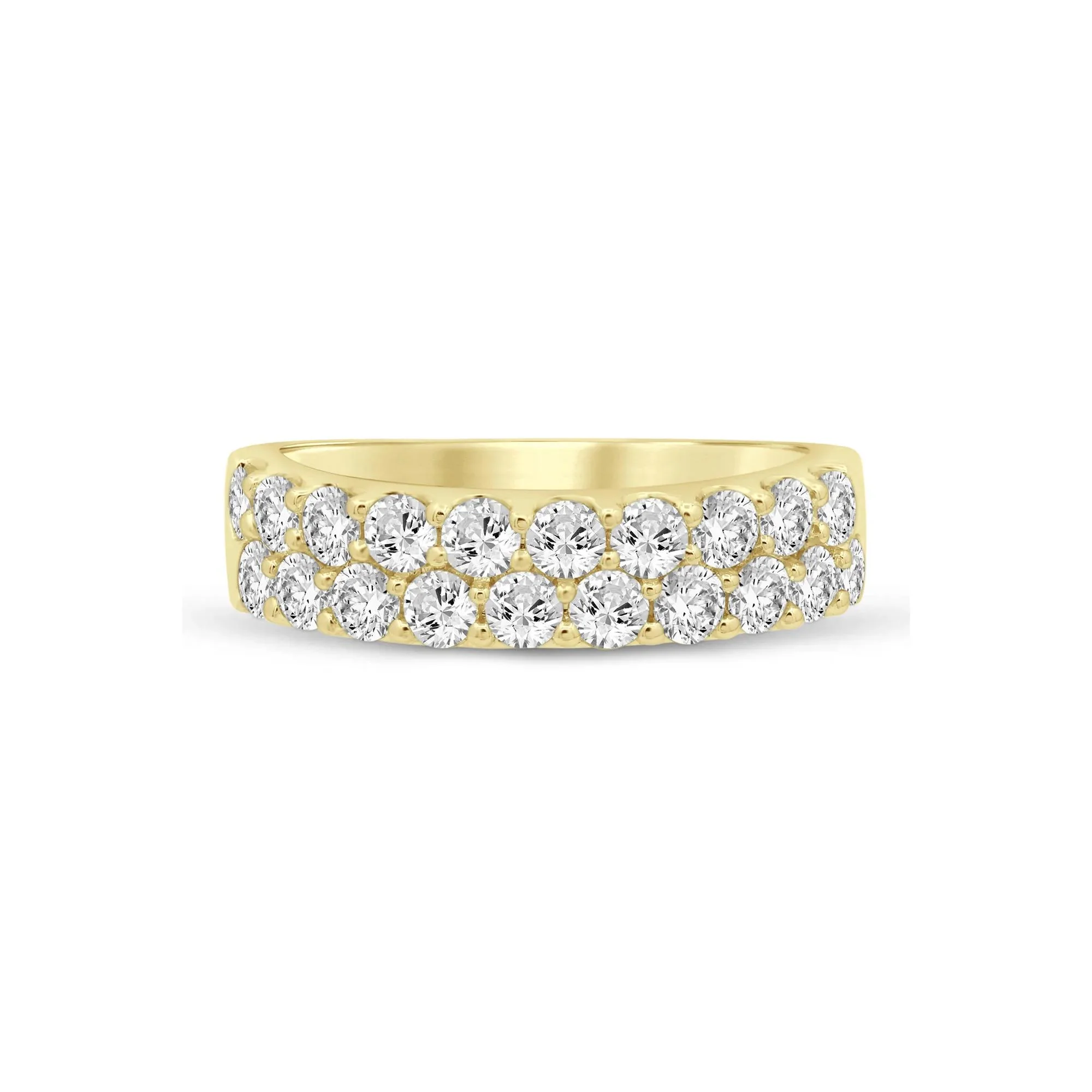 1/2 CT. Tw. Wide Diamond Anniversary Band Ring 14K Yellow Gold Round Brilliant Cut Size 8 2mm