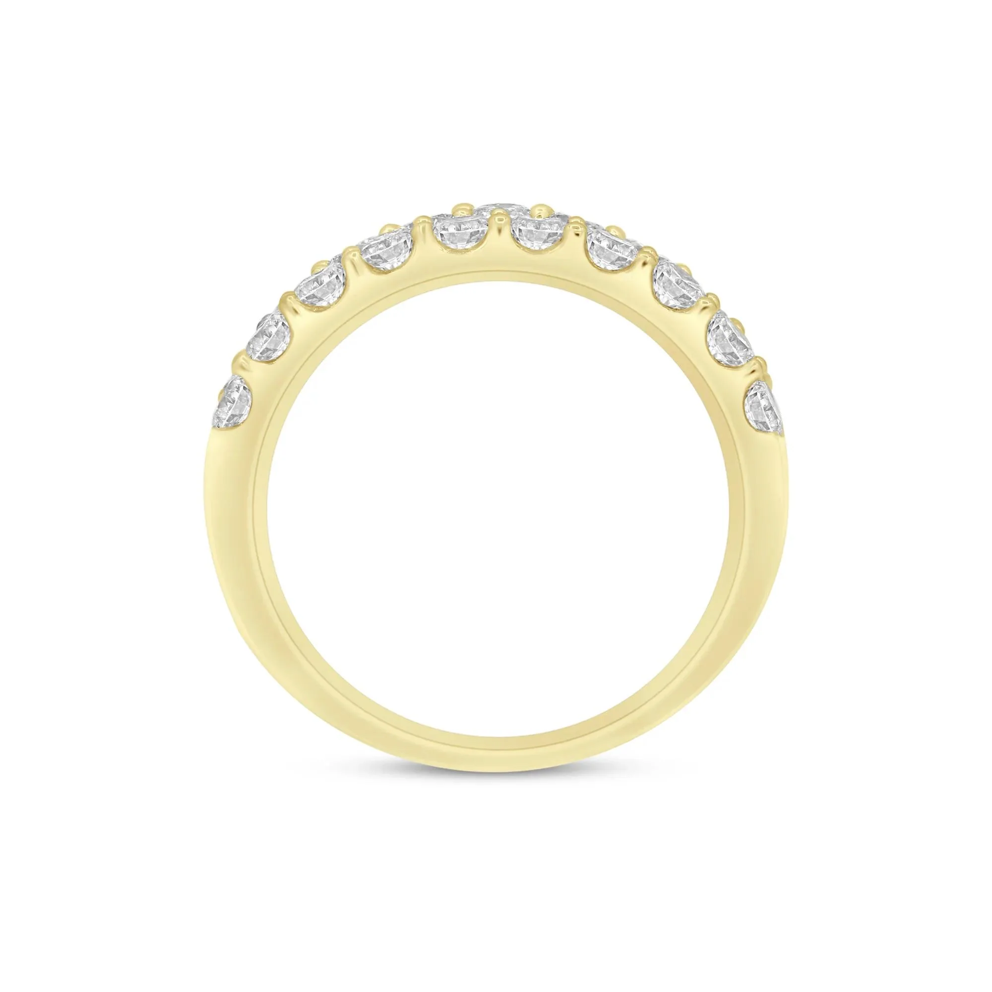 1/2 CT. Tw. Wide Diamond Anniversary Band Ring 14K Yellow Gold Round Brilliant Cut Size 9 2mm - Image 2