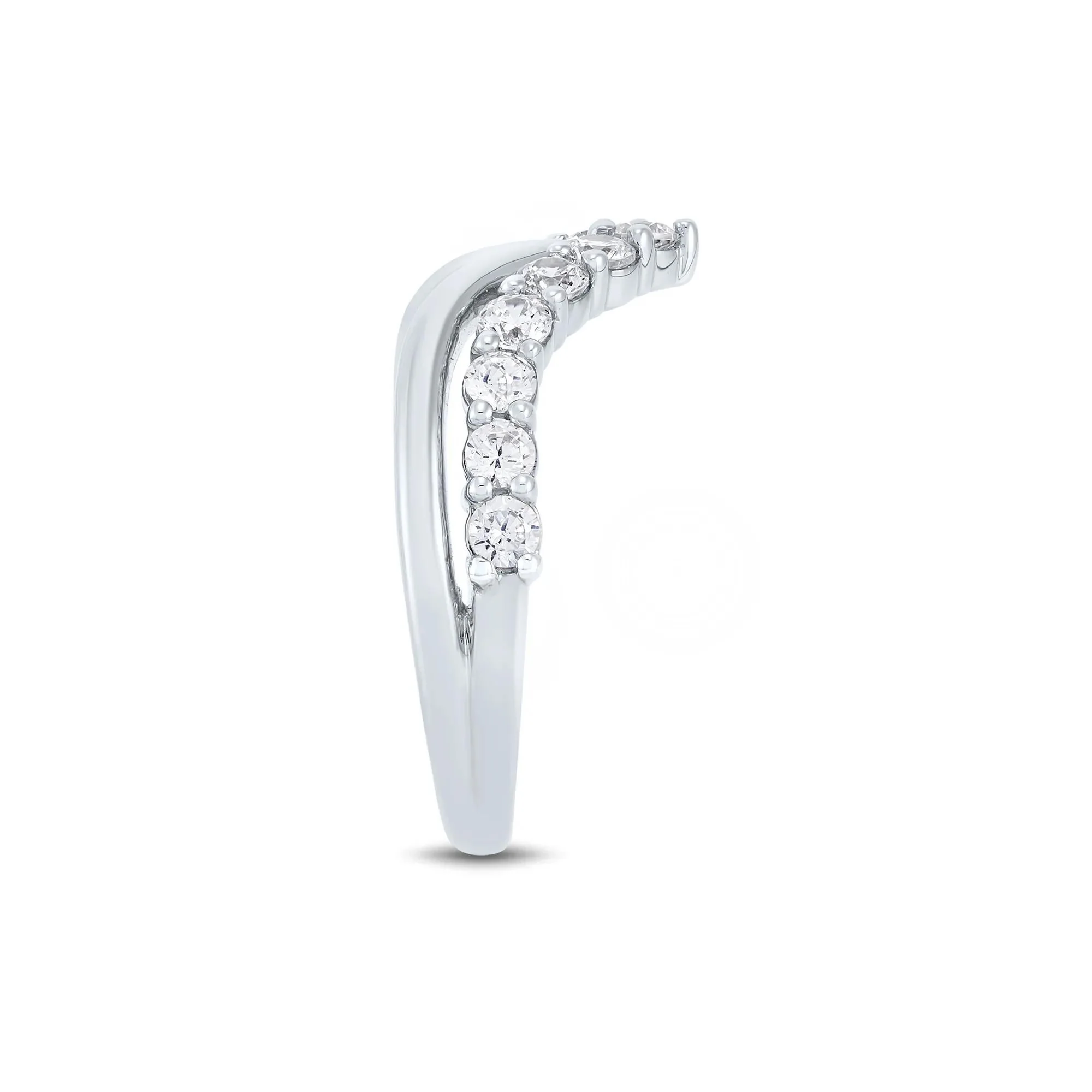 3/4 CT. Tw. Lab Grown Diamond Chevron Enhancer 14K White Gold Ring Size 8 1mm - Image 3