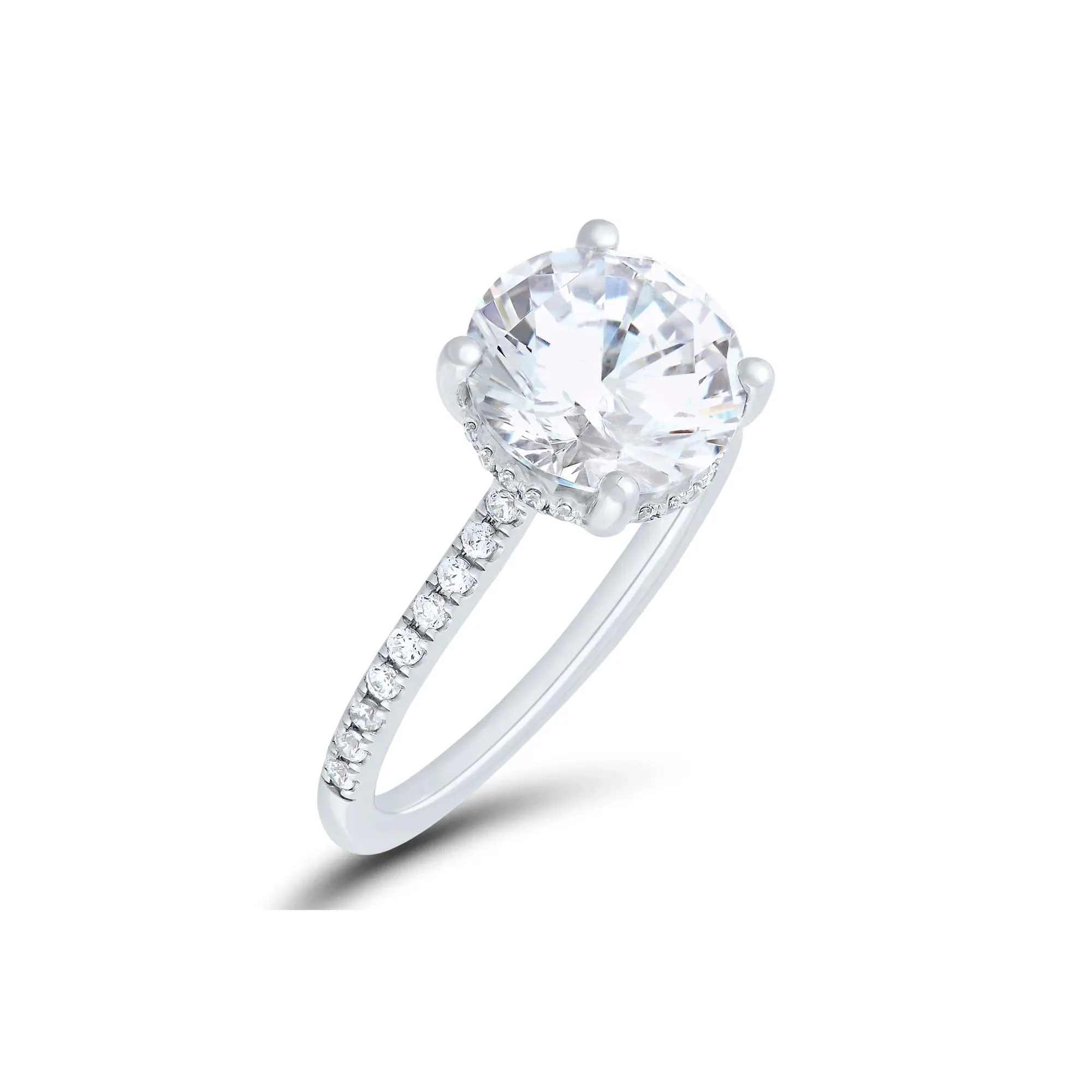 4 CT. Tw. Lab Grown Diamond Engagement Set 14K White Gold Ring Round Brilliant Cut Size 6 1mm - Image 5