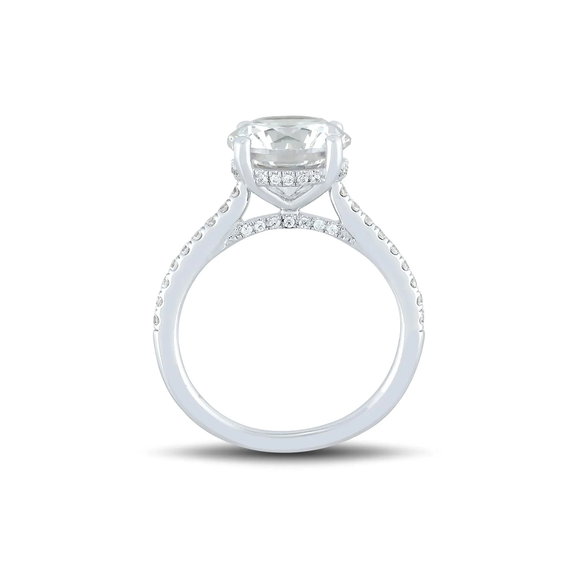4 CT. Tw. Lab Grown Diamond Engagement Set 14K White Gold Ring Round Brilliant Cut Size 7.5 1mm - Image 4
