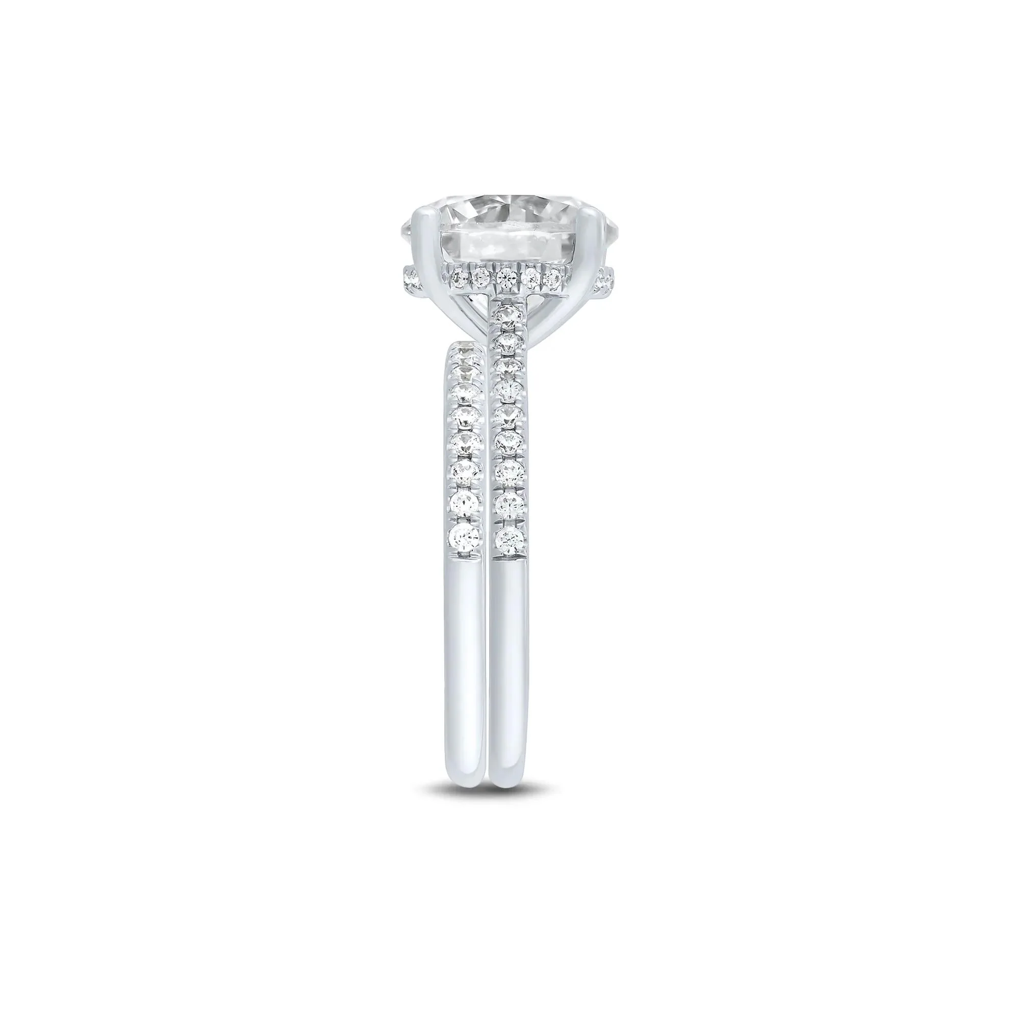 4 CT. Tw. Lab Grown Diamond Engagement Set 14K White Gold Ring Round Brilliant Cut Size 8 1mm - Image 3