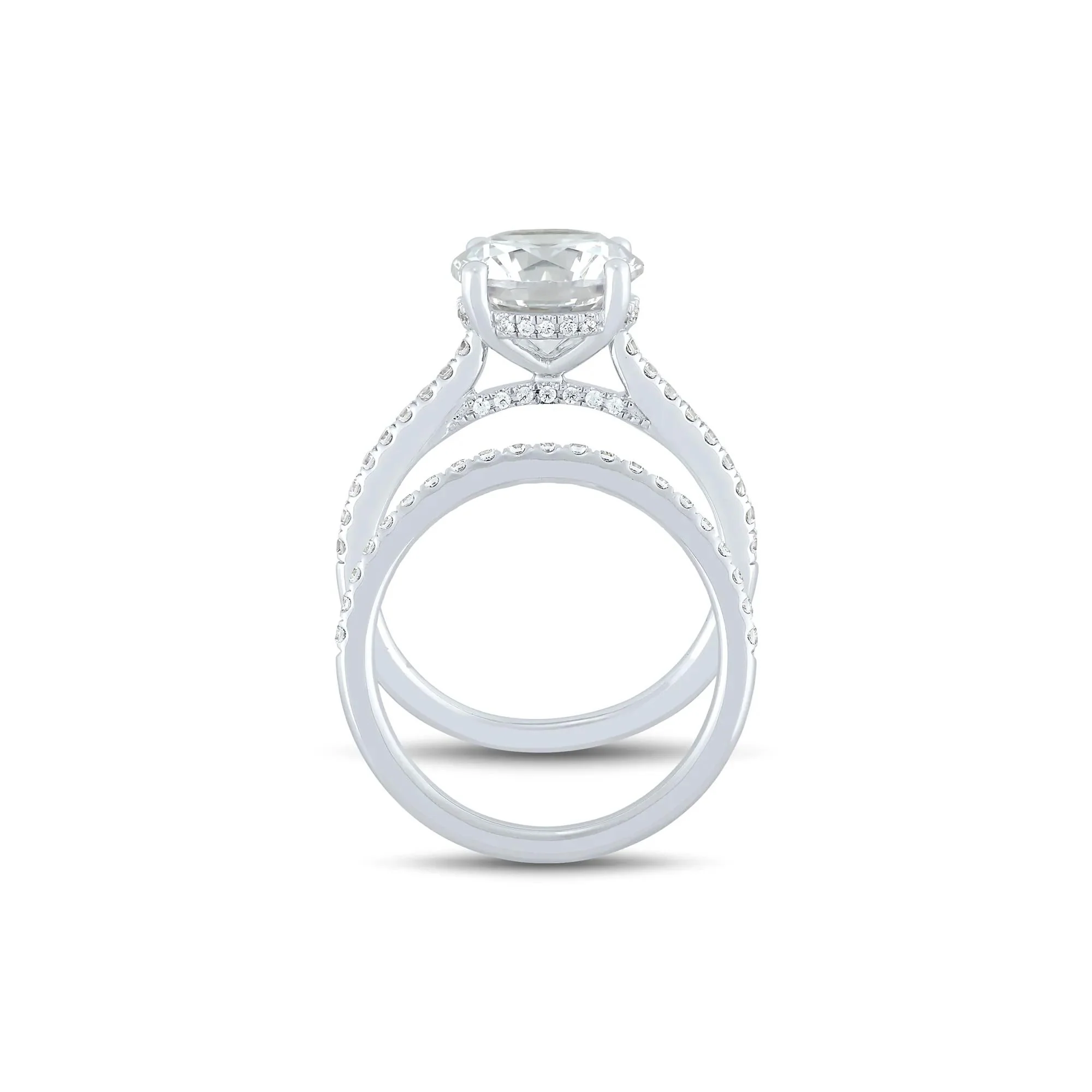 4 CT. Tw. Lab Grown Diamond Engagement Set 14K White Gold Ring Round Brilliant Cut Size 8.5 1mm - Image 2