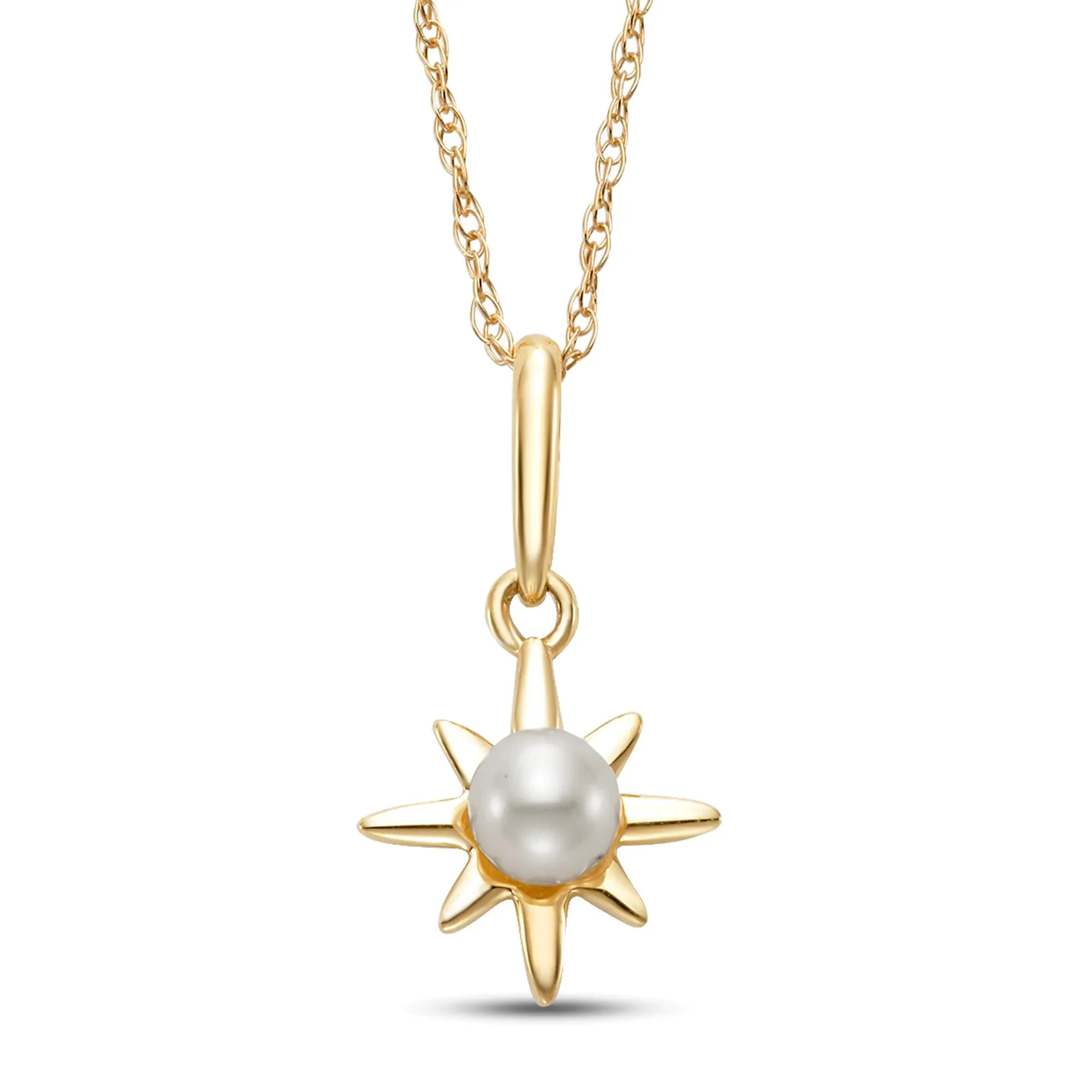 Freshwater Cultured Pearl Pendant Necklace 14K Yellow Gold Size 18"