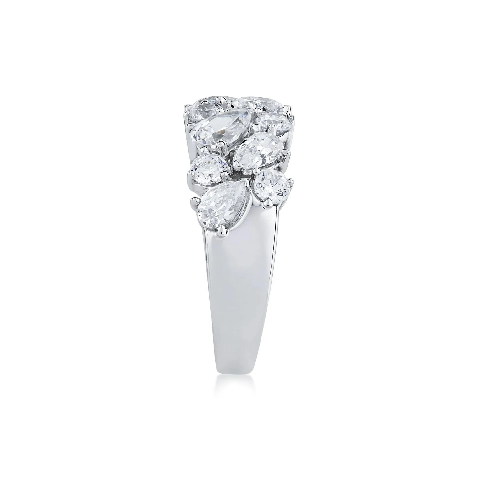 3 CT. Tw. Lab Grown Diamond Multi-Stone Band Ring 14K White Gold Round Brilliant Cut Size 6 2mm - Image 3