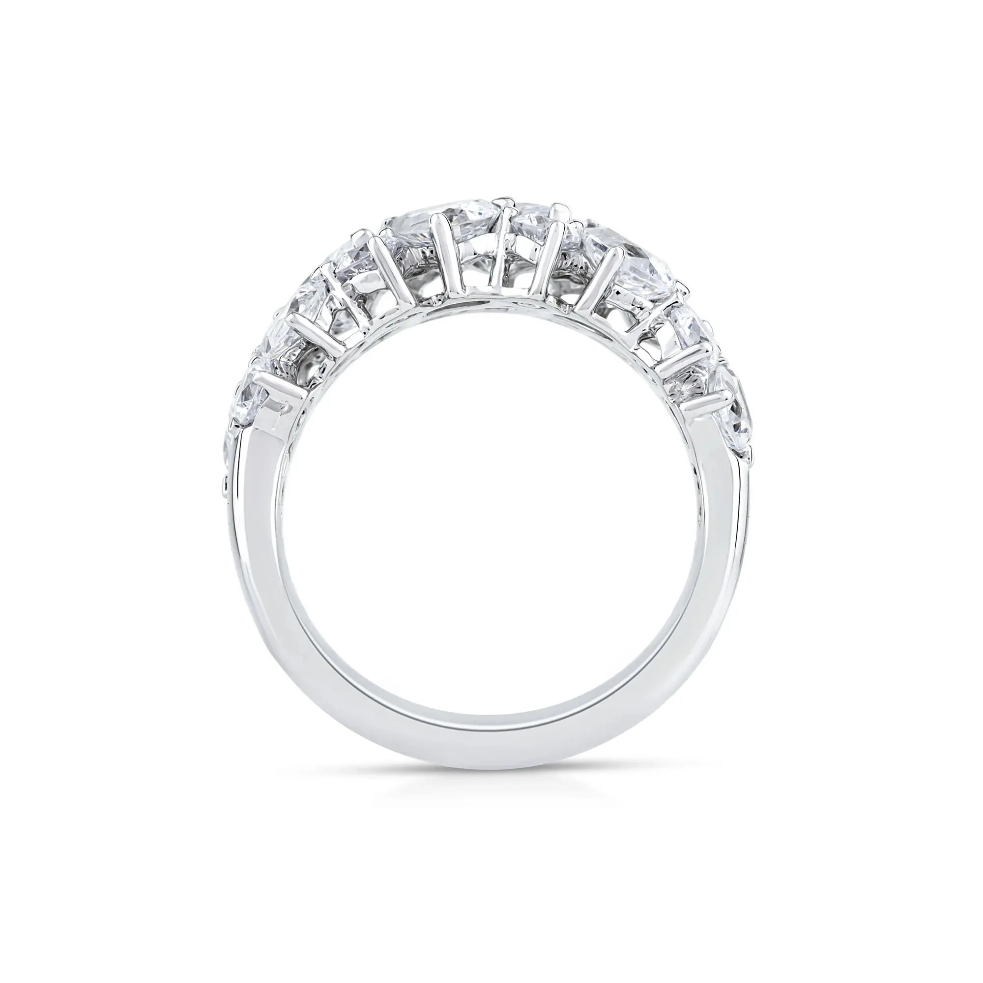 3 CT. Tw. Lab Grown Diamond Multi-Stone Band Ring 14K White Gold Round Brilliant Cut Size 7 2mm - Image 2
