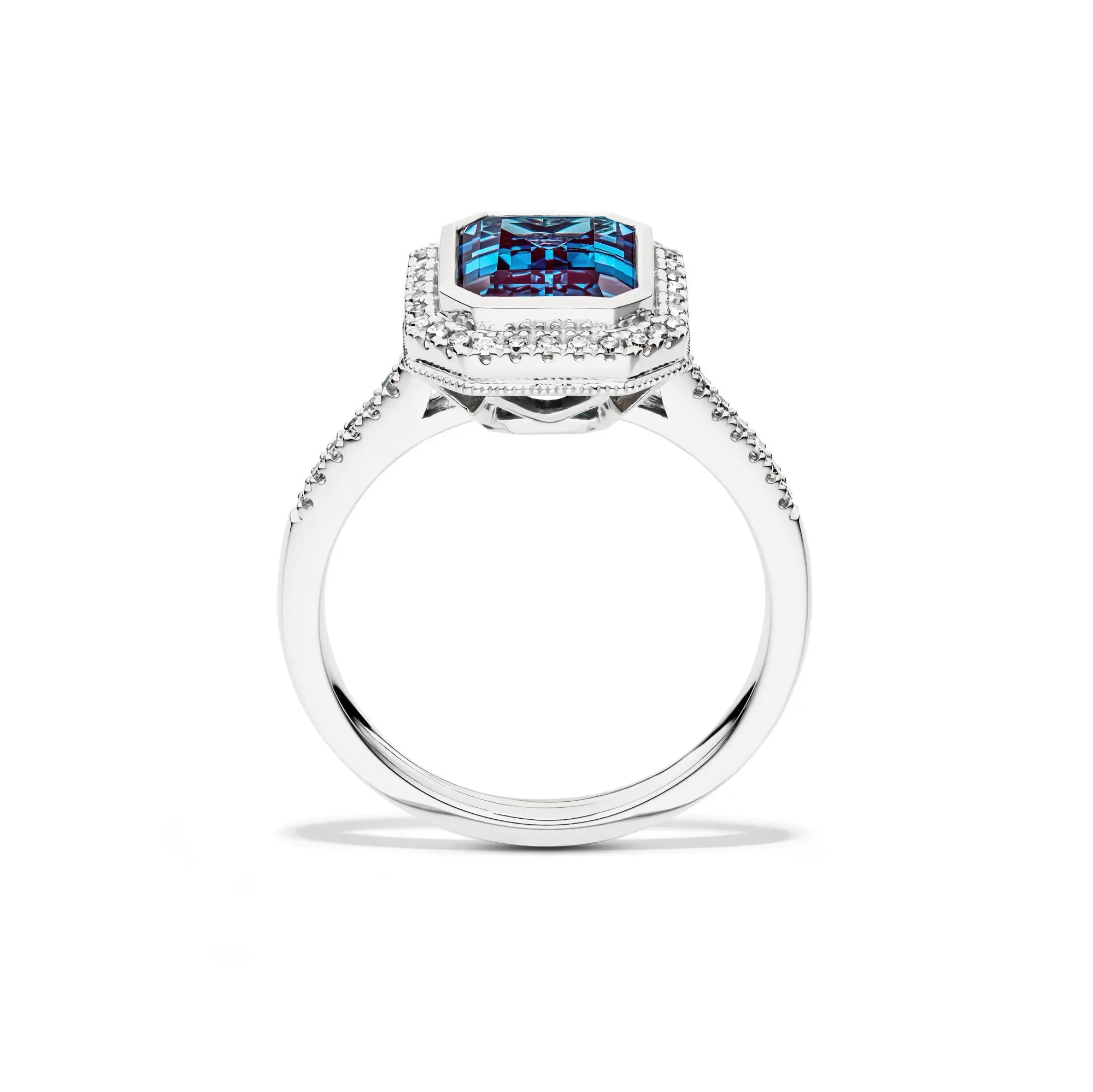 1/5 CT. Tw. Lab-Created Alexandrite and Lab-Created Diamond Ring 10K White Gold Size 7 1mm - Image 2