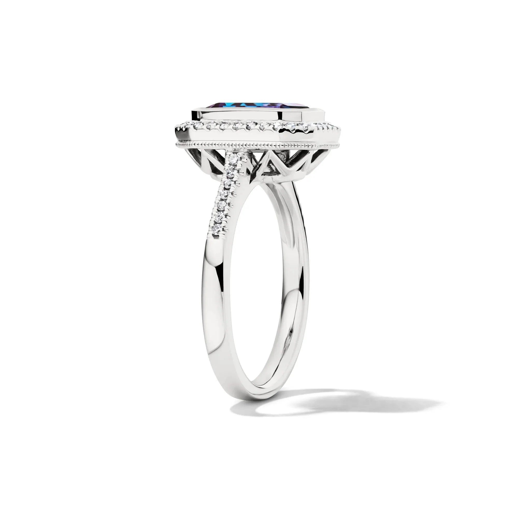 1/5 CT. Tw. Lab-Created Alexandrite and Lab-Created Diamond Ring 10K White Gold Size 7 1mm - Image 3
