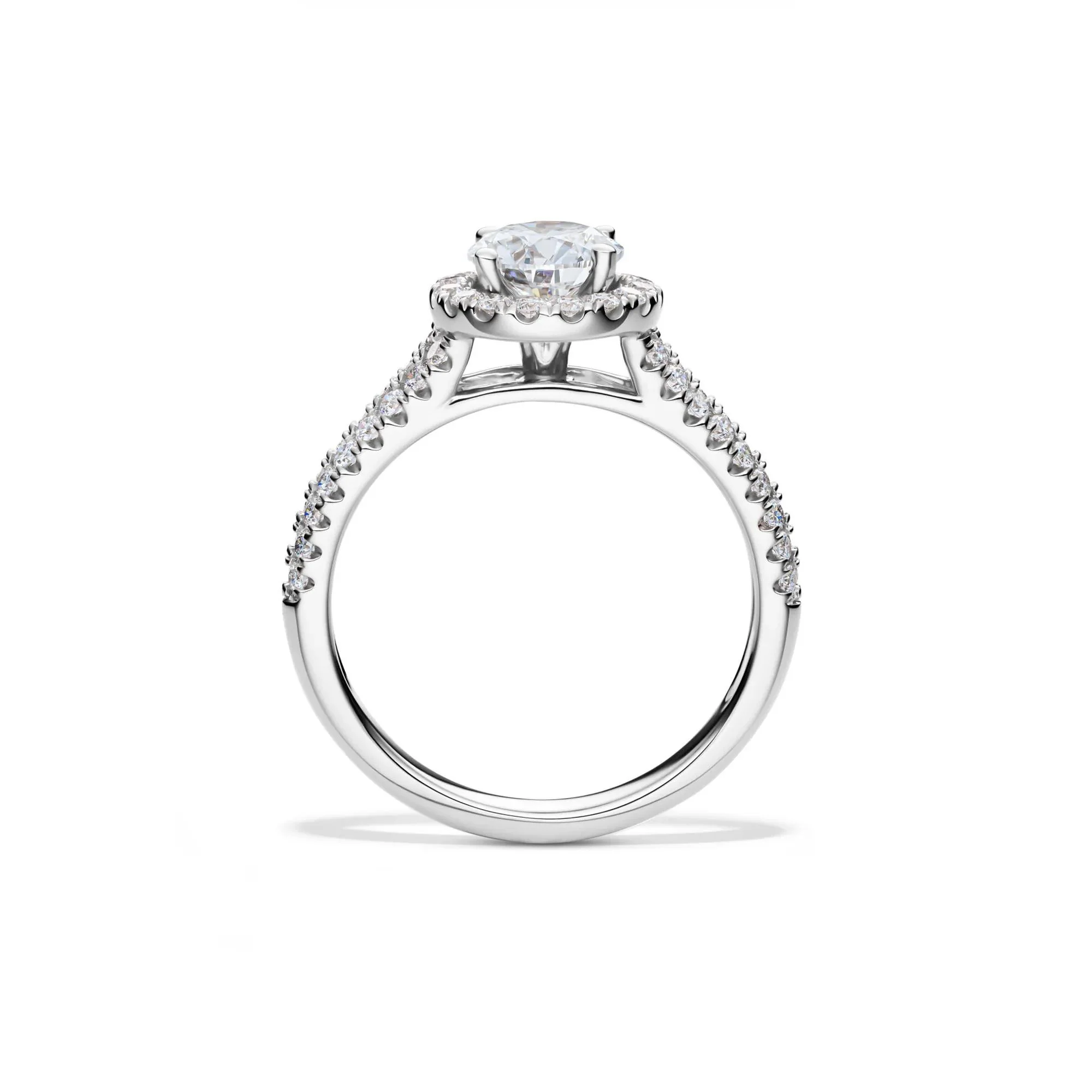1/2 CT. Tw. Lab Grown Diamond Halo Engagement Ring 14K White Gold Round Brilliant Cut Size 6 - Image 2