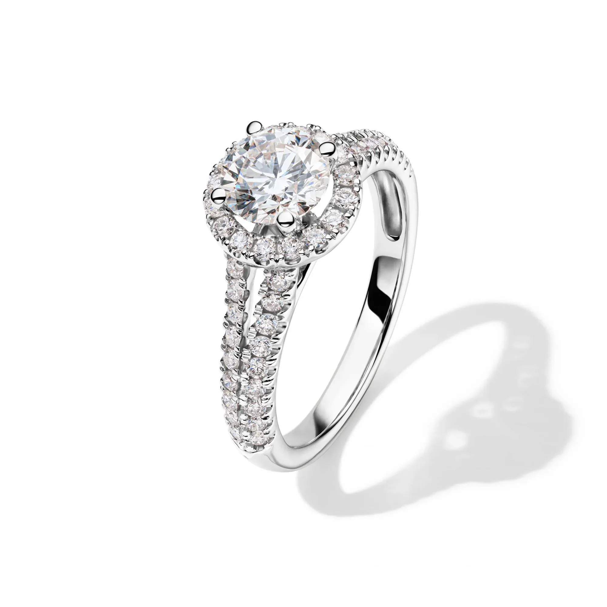 1/2 CT. Tw. Lab Grown Diamond Halo Engagement Ring 14K White Gold Round Brilliant Cut Size 7 - Image 4