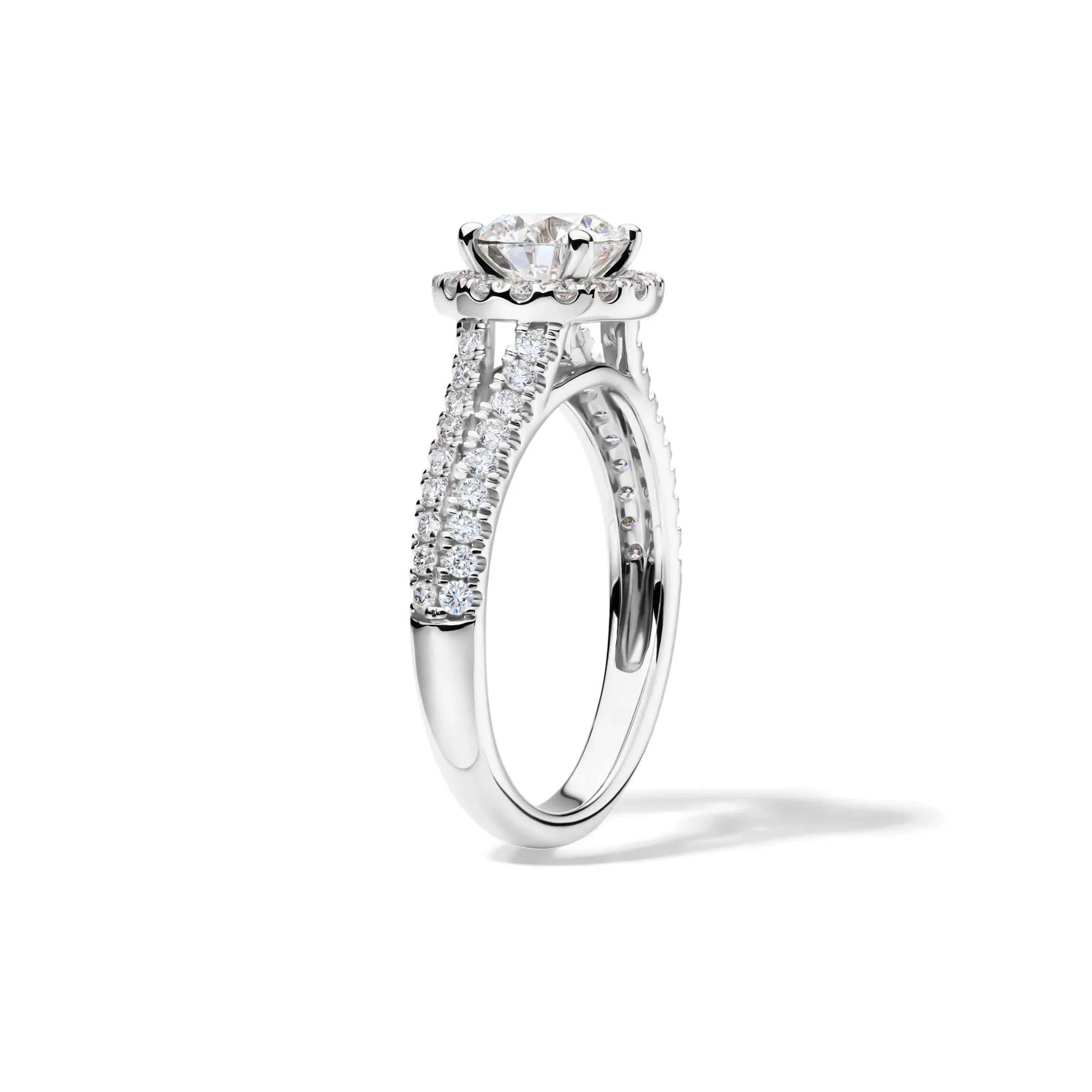 1/2 CT. Tw. Lab Grown Diamond Halo Engagement Ring 14K White Gold Round Brilliant Cut Size 8.5 - Image 3