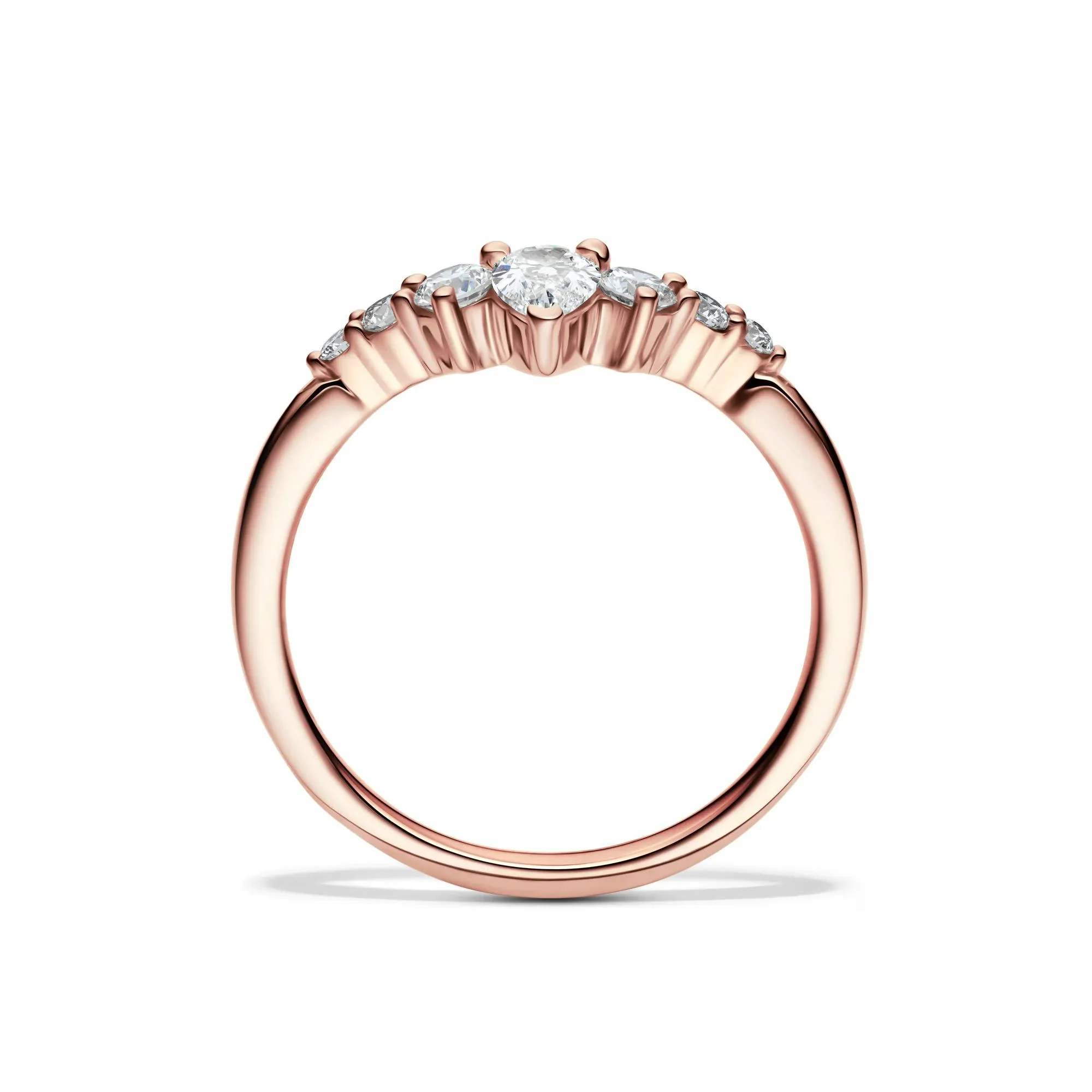 1/2 CT. Tw. Lab Grown Diamond Chevron Contour Band Ring 14K Rose Gold Round Brilliant Cut Size 5.5 - Image 2