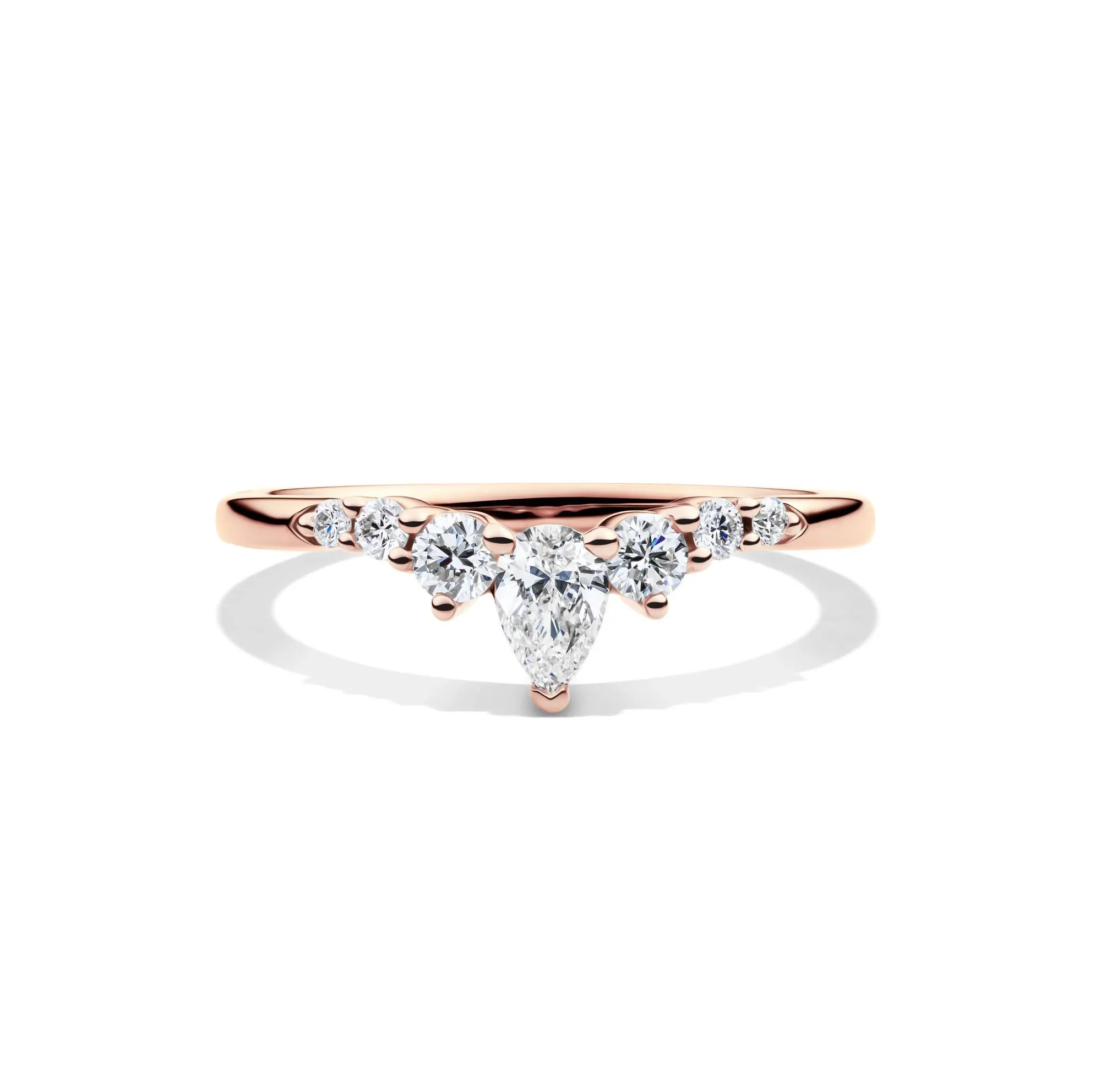 1/2 CT. Tw. Lab Grown Diamond Chevron Contour Band Ring 14K Rose Gold Round Brilliant Cut Size 6