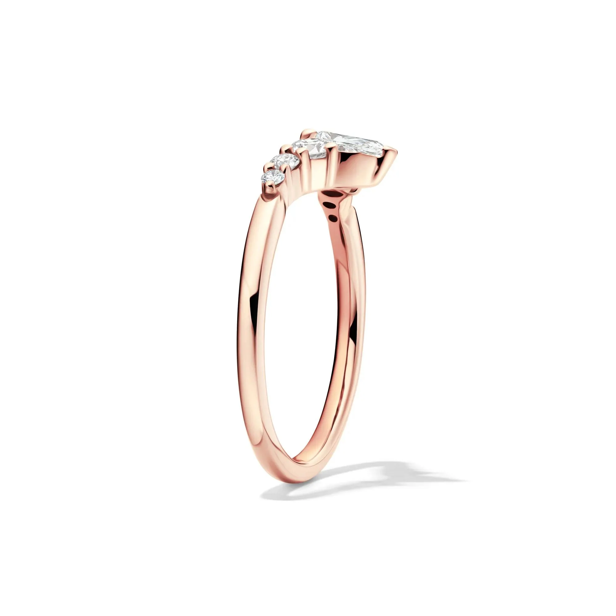 1/2 CT. Tw. Lab Grown Diamond Chevron Contour Band Ring 14K Rose Gold Round Brilliant Cut Size 6.5 - Image 3