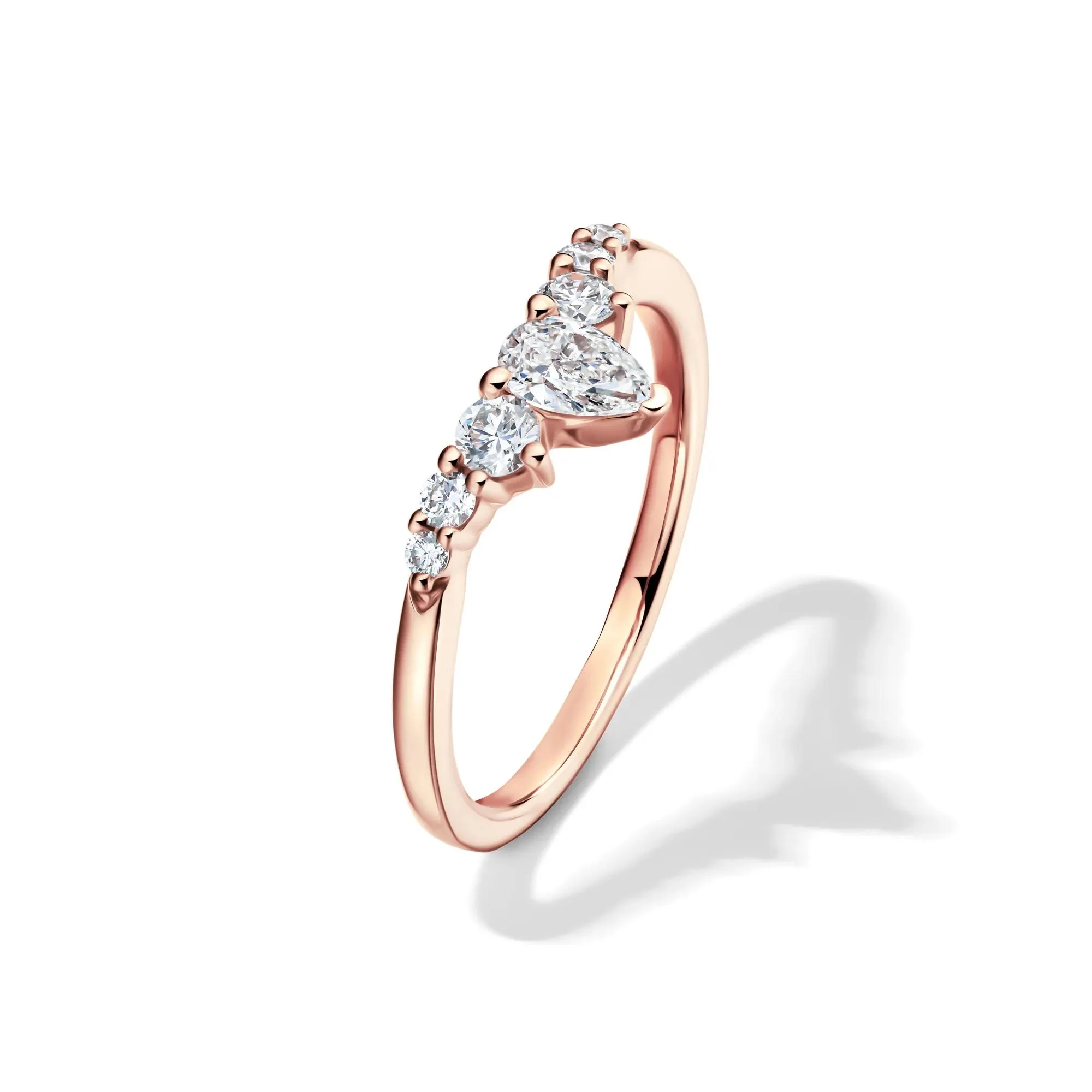 1/2 CT. Tw. Lab Grown Diamond Chevron Contour Band Ring 14K Rose Gold Round Brilliant Cut Size 6.5 - Image 4