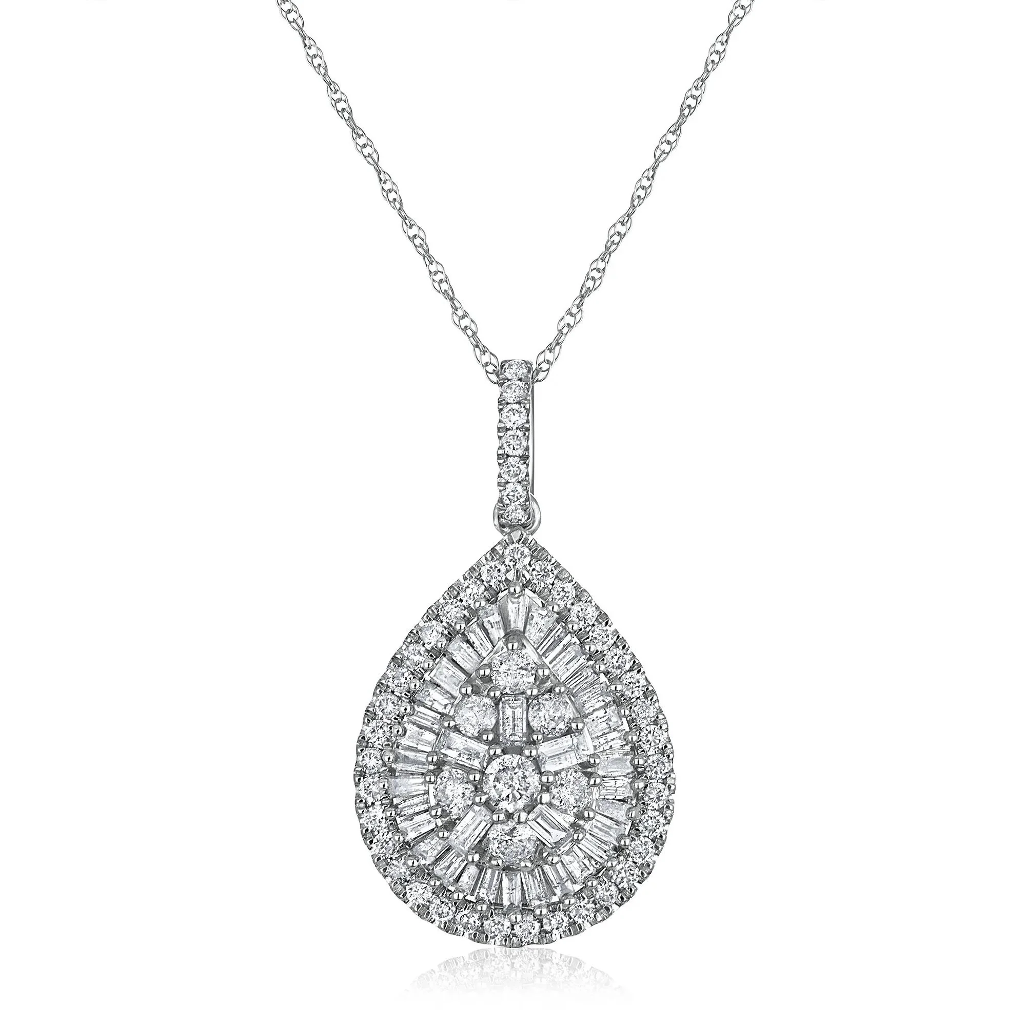 1 CT. Tw. Diamond Pendant Necklace 10K White Gold Size 18"