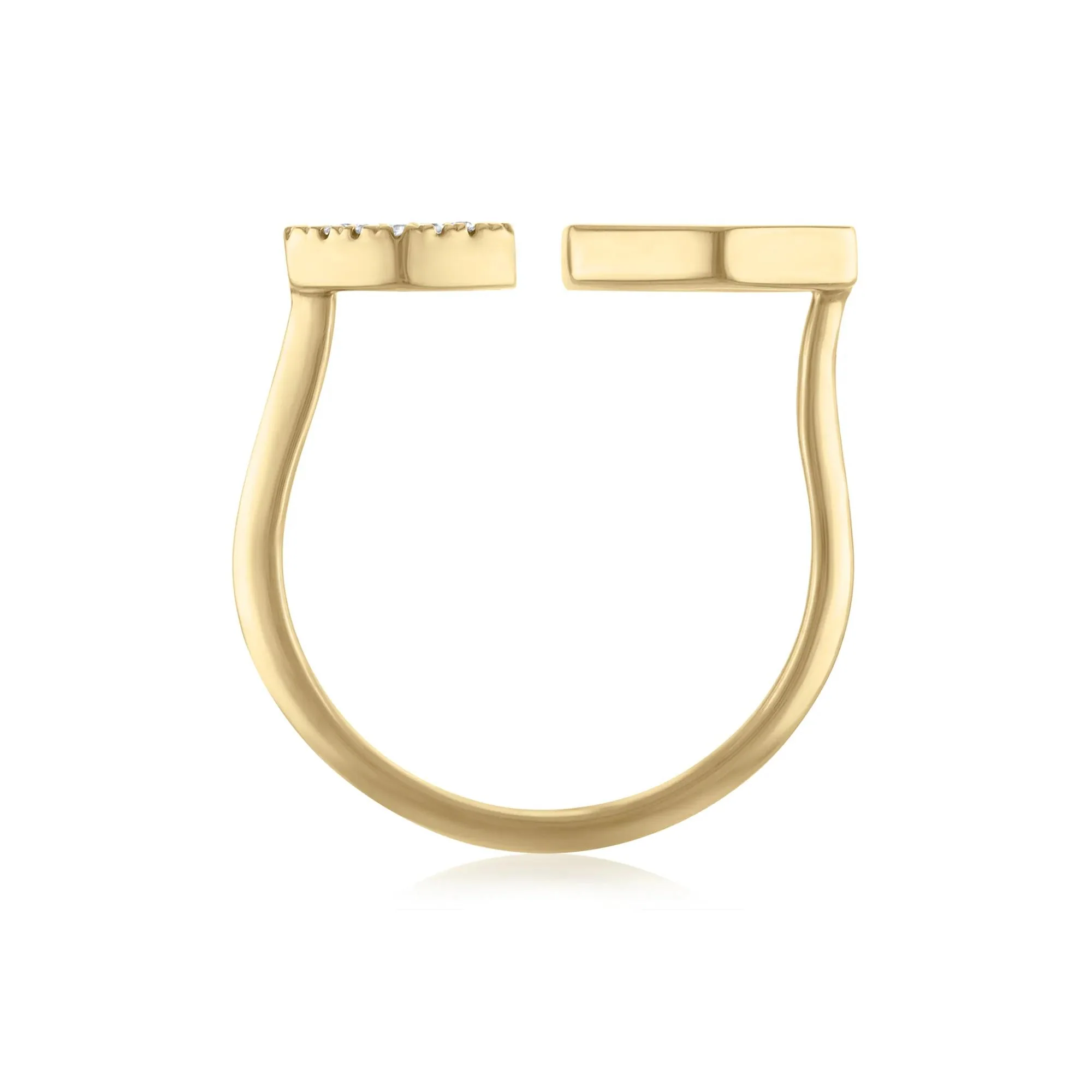 1/10 CT. Tw. Diamond Open Hexagonal Ring 10K Yellow Gold Round Brilliant Cut Size 7.5 1mm - Image 2