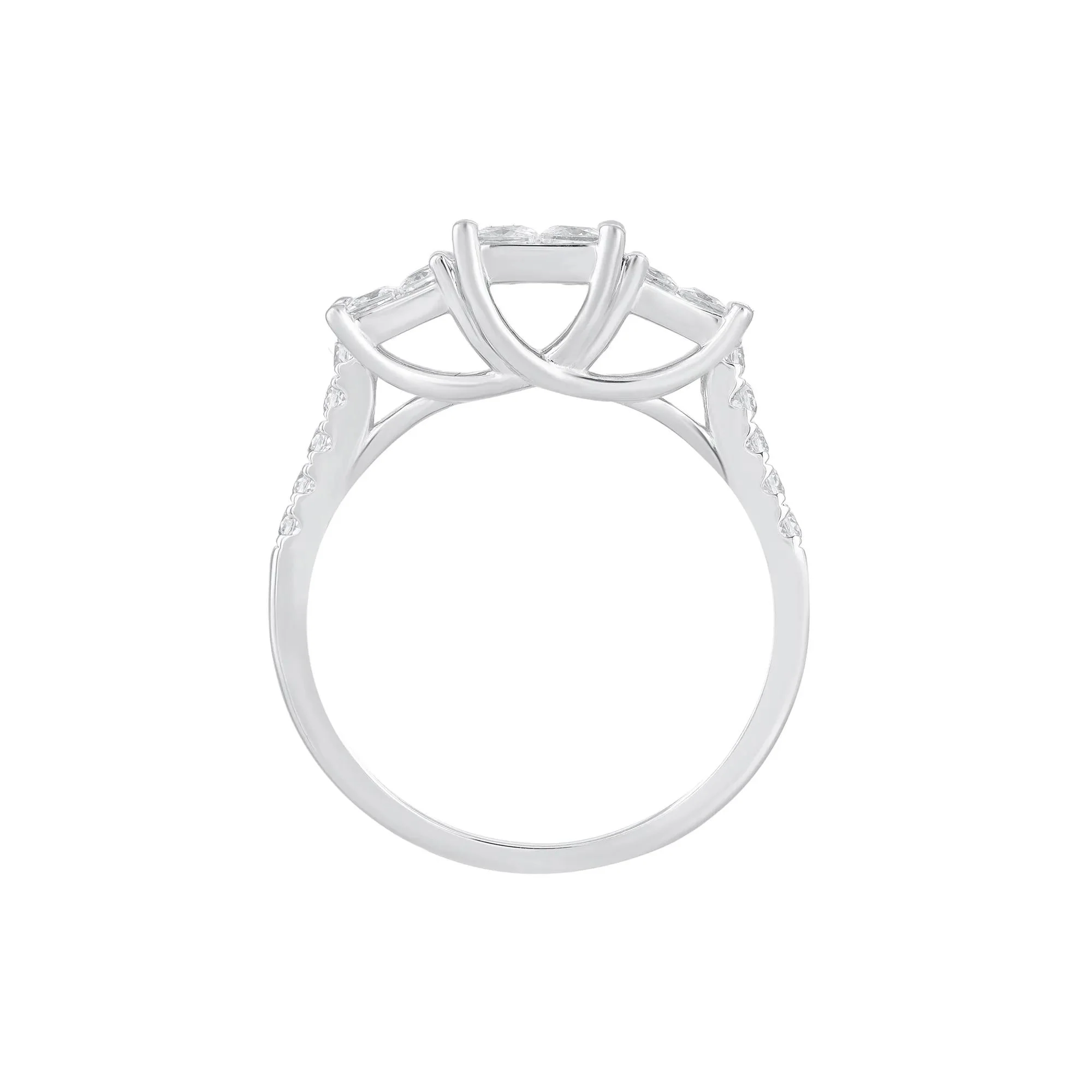 1 CT. Tw. Diamond Princess-Cut Composite Ring 10K White Gold Round Brilliant Cut Size 6 - Image 2