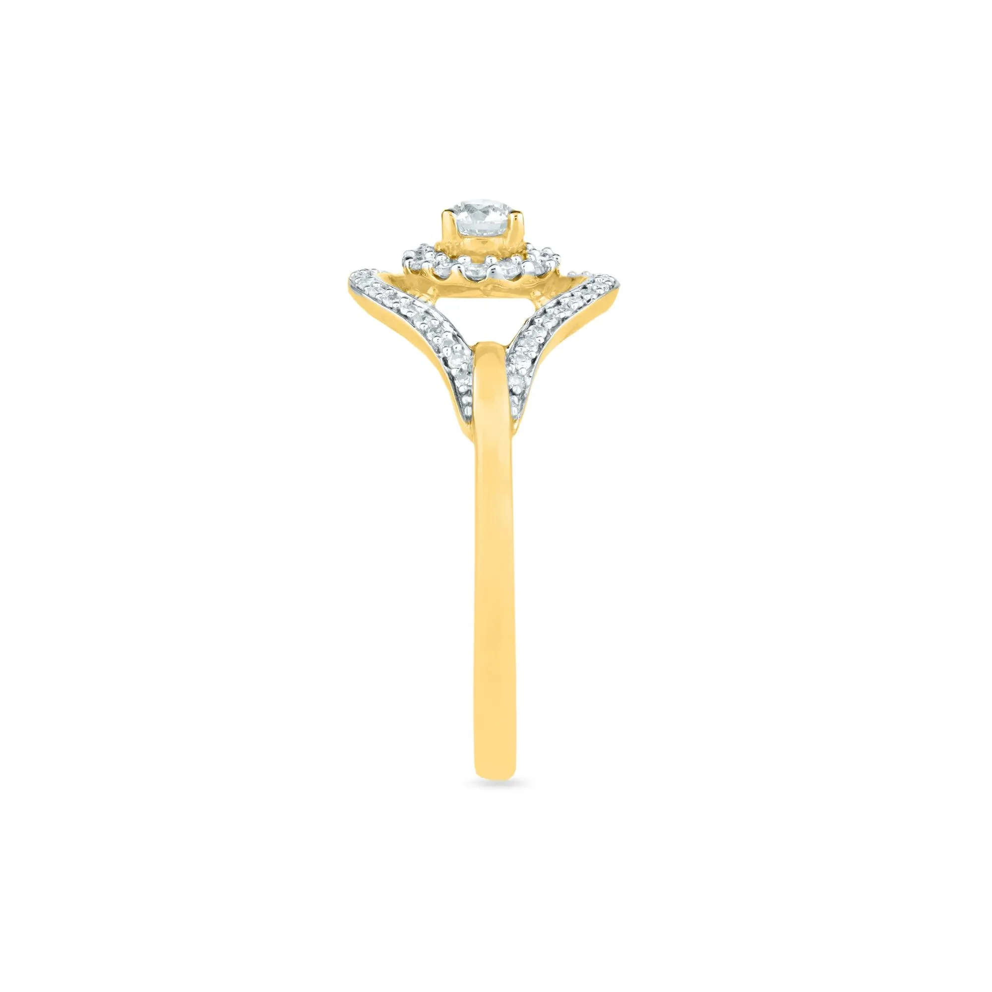1/2 CT. Tw. Round Diamond Engagement Ring 10K Yellow Gold Round Brilliant Cut Size 6.5 1mm - Image 3