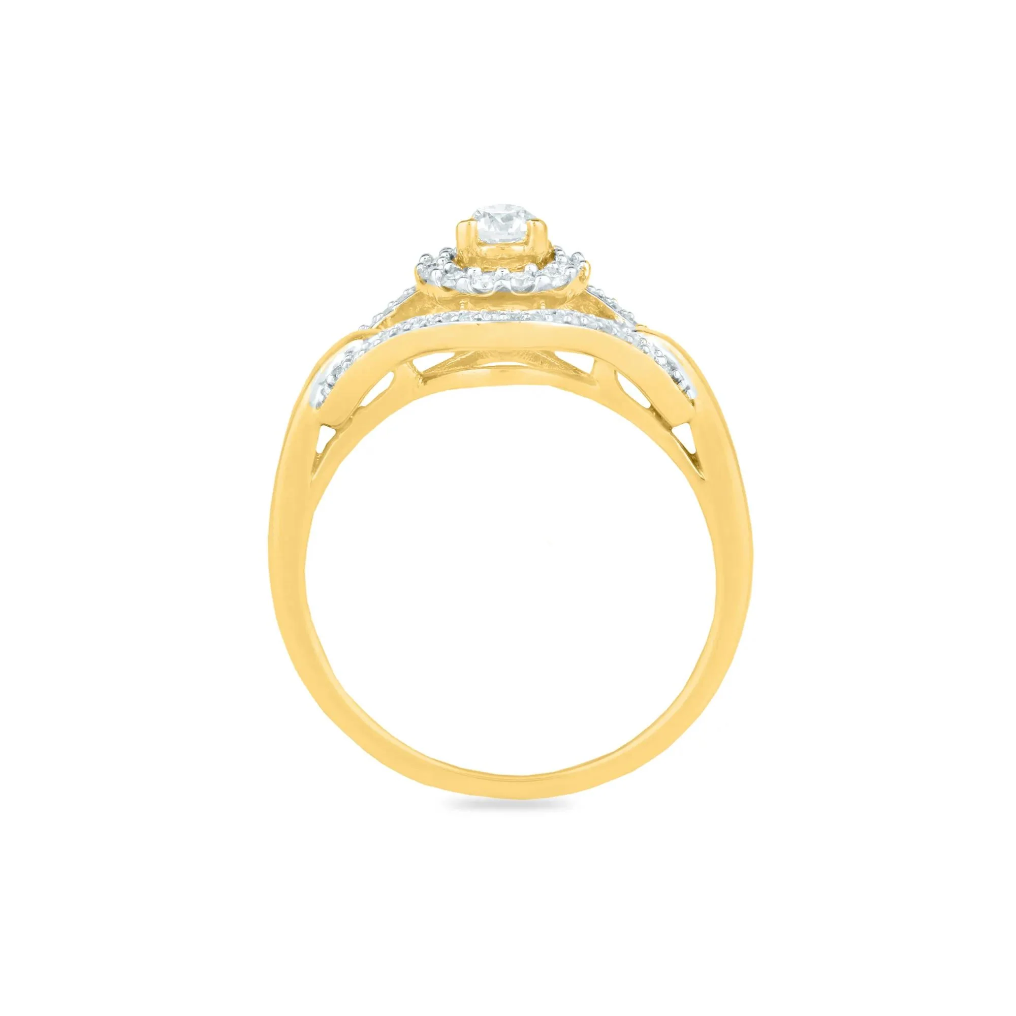 1/2 CT. Tw. Round Diamond Engagement Ring 10K Yellow Gold Round Brilliant Cut Size 8.5 1mm - Image 2