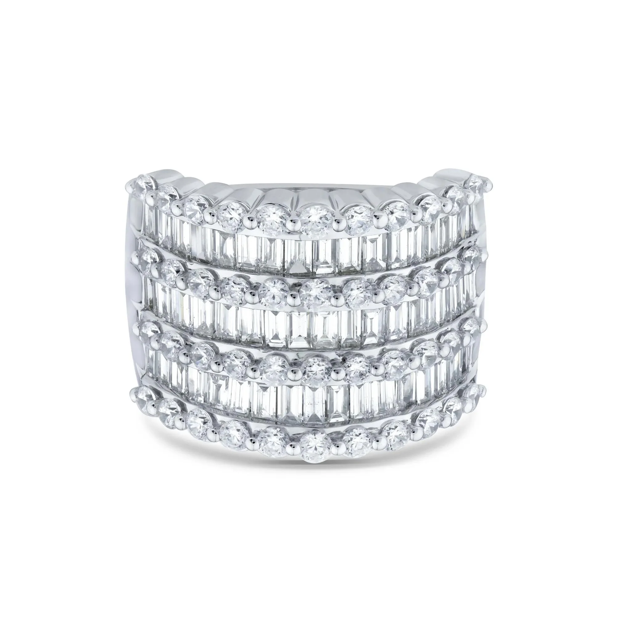 3 CT. Tw. Lab Grown Diamond Multi-Row Anniversary Band Ring 10K White Gold Round Brilliant Cut Size 6.5