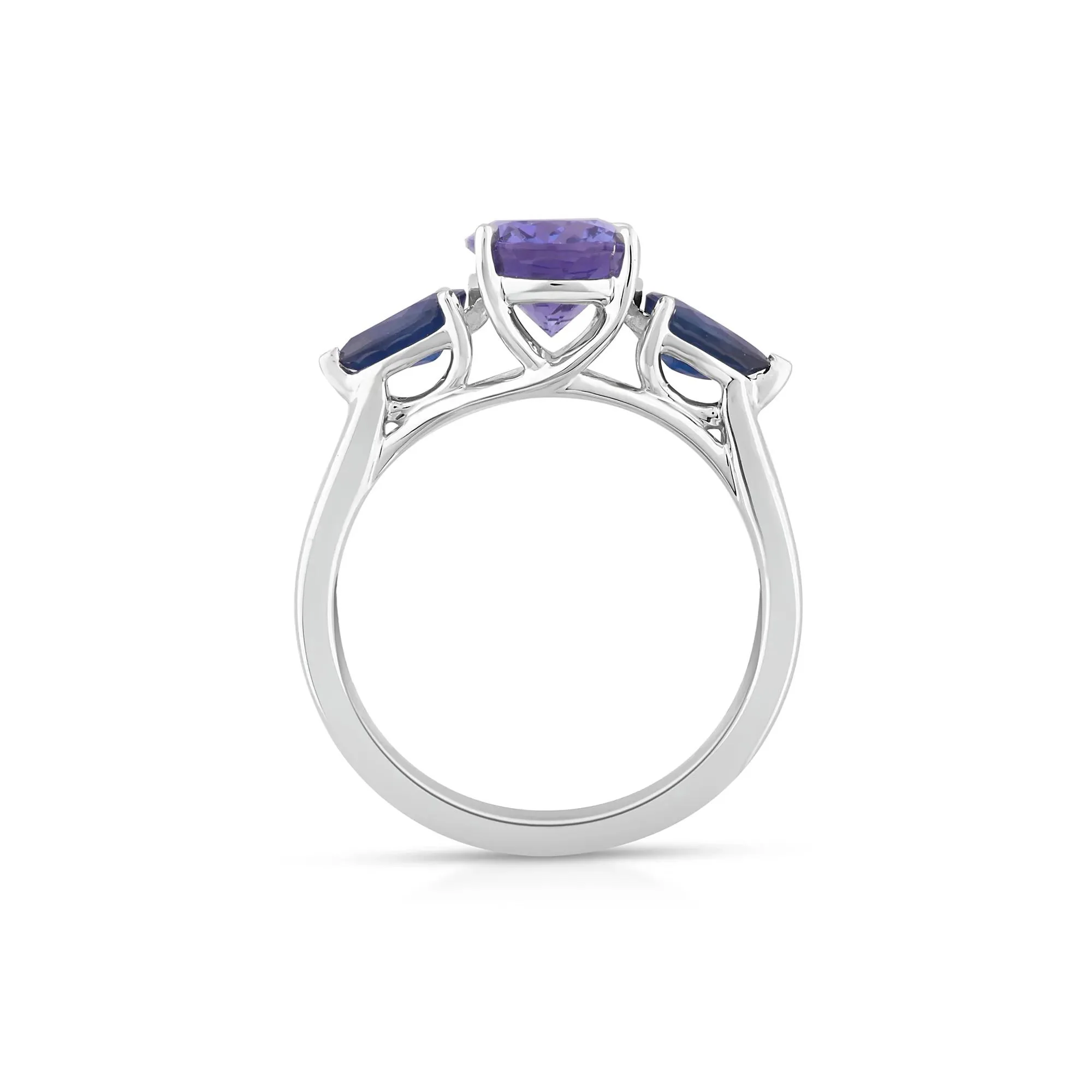 Blue Tanzanite and Blue Sapphire Ring 10K White Gold Size 6 1mm - Image 2