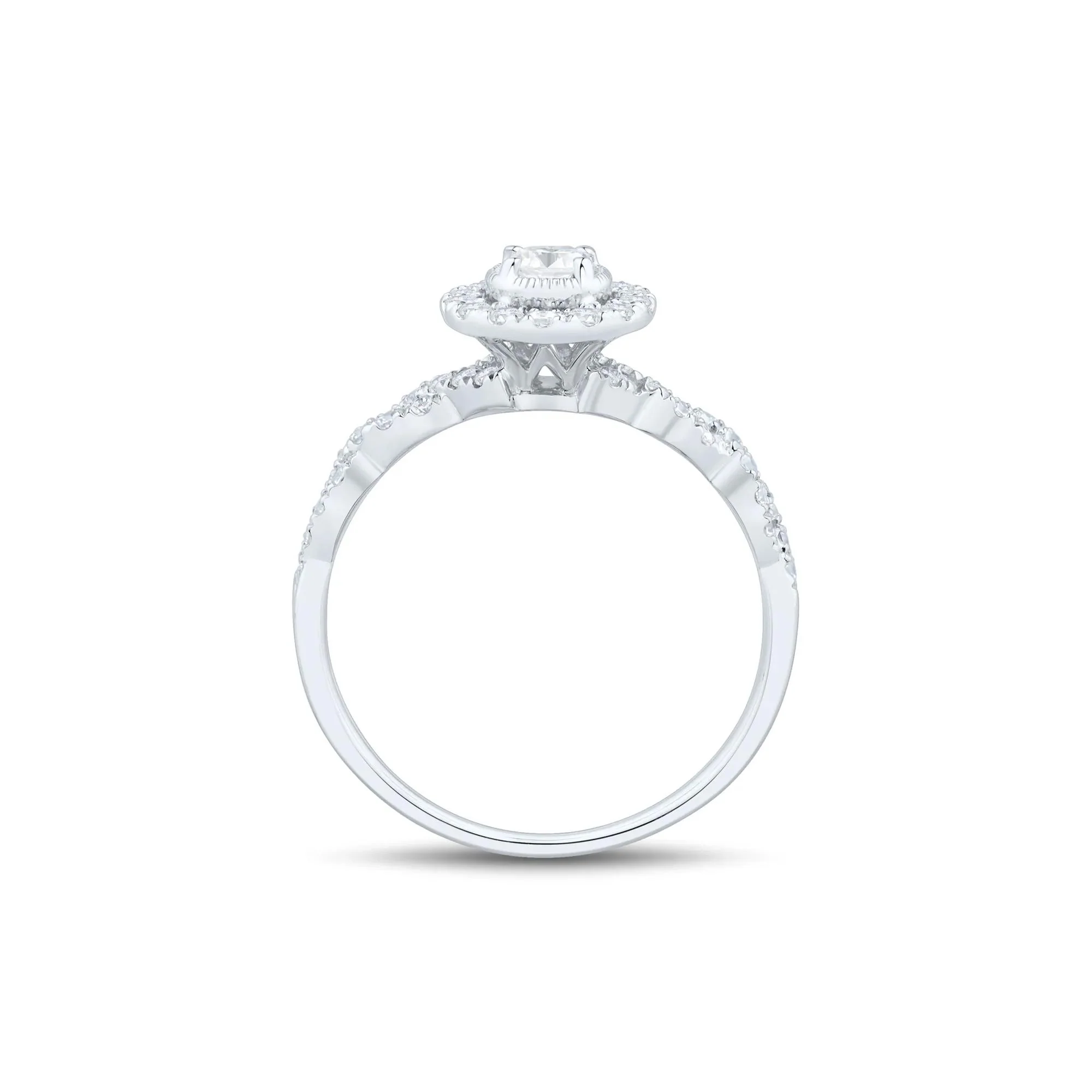 1/2 CT. Tw. Round Diamond Engagement Ring 10K White Gold Round Brilliant Cut Size 8.5 1mm - Image 2