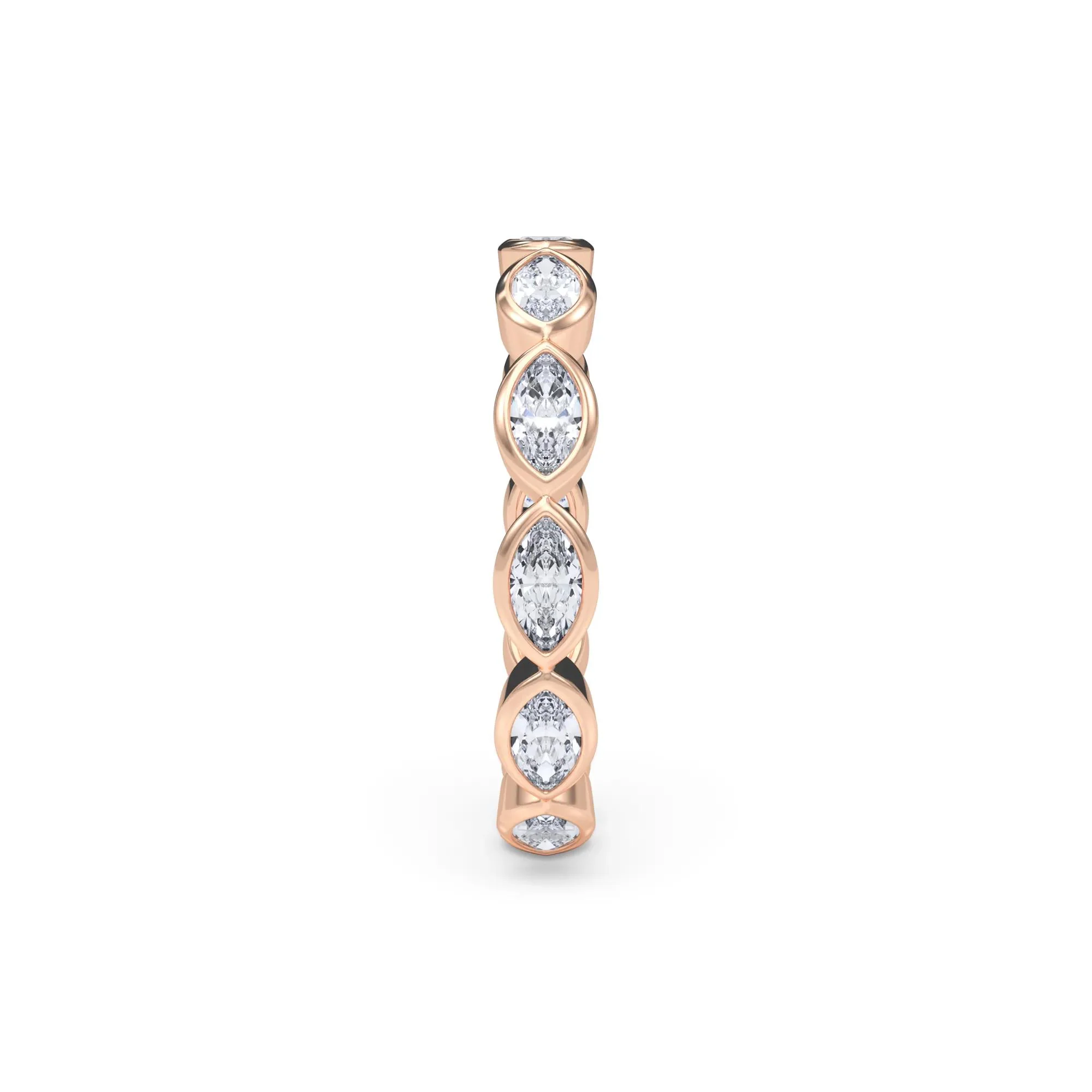 Lab Grown Diamond Bezel-Set Marquise True Eternity Band Ring 14K Rose Gold Size 5 3.5mm - Image 3