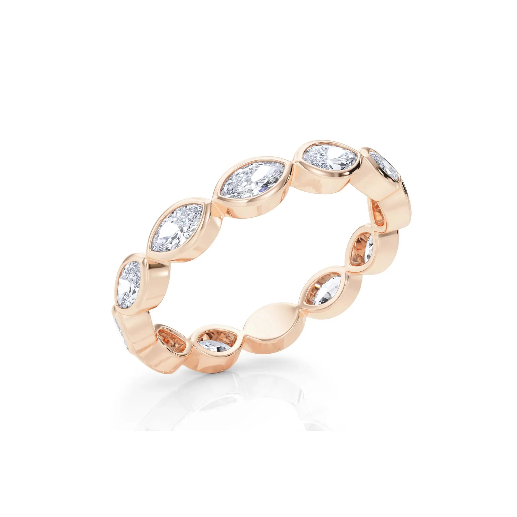 Lab Grown Diamond Bezel-Set Marquise True Eternity Band Ring 14K Rose Gold Size 5.5 3.5mm - Image 5