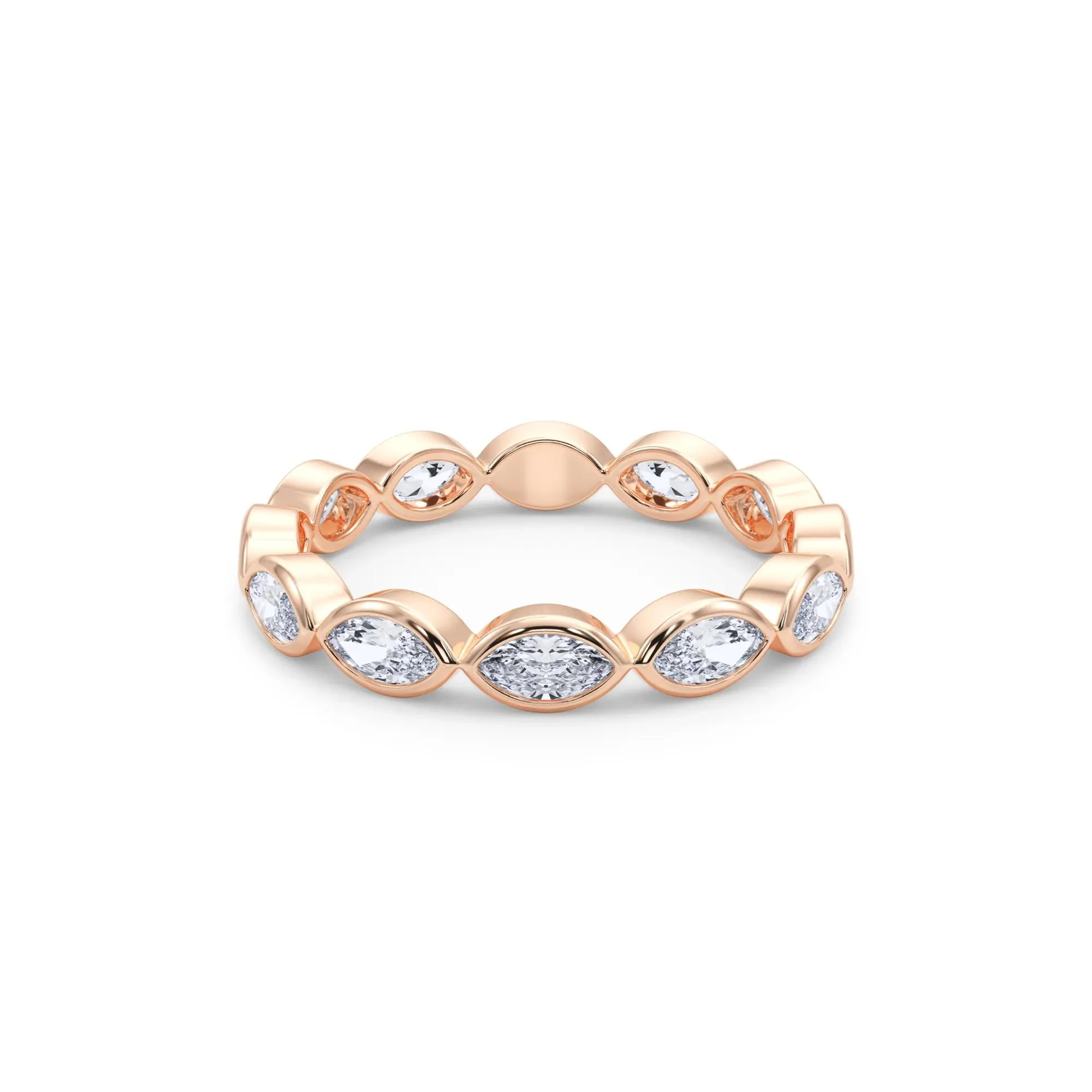 Lab Grown Diamond Bezel-Set Marquise True Eternity Band Ring 14K Rose Gold Size 6.5 3.5mm - Image 4