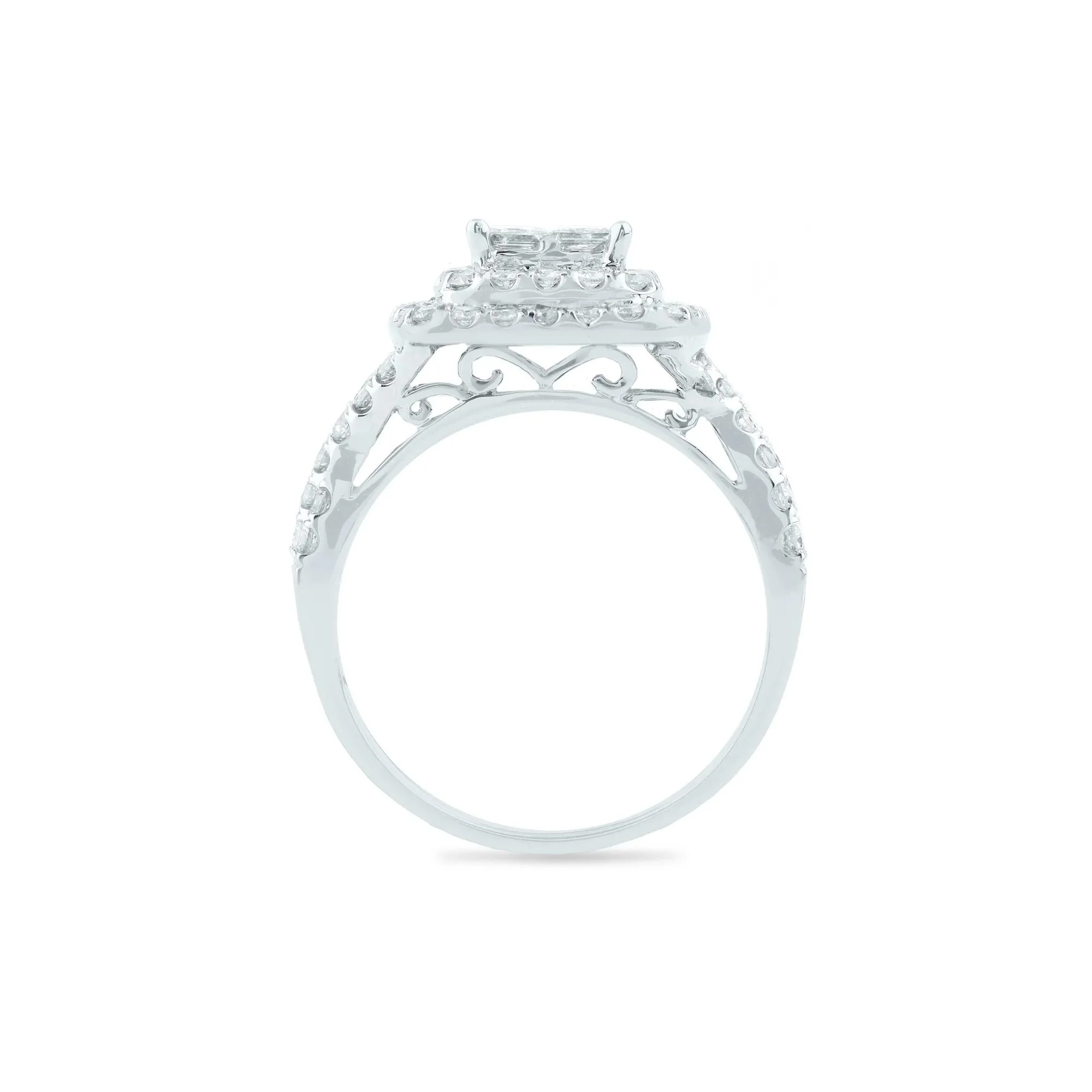 1/2 CT. Tw. Composite Diamond Engagement Ring 14K White Gold Round Brilliant Cut Size 7 4mm - Image 2