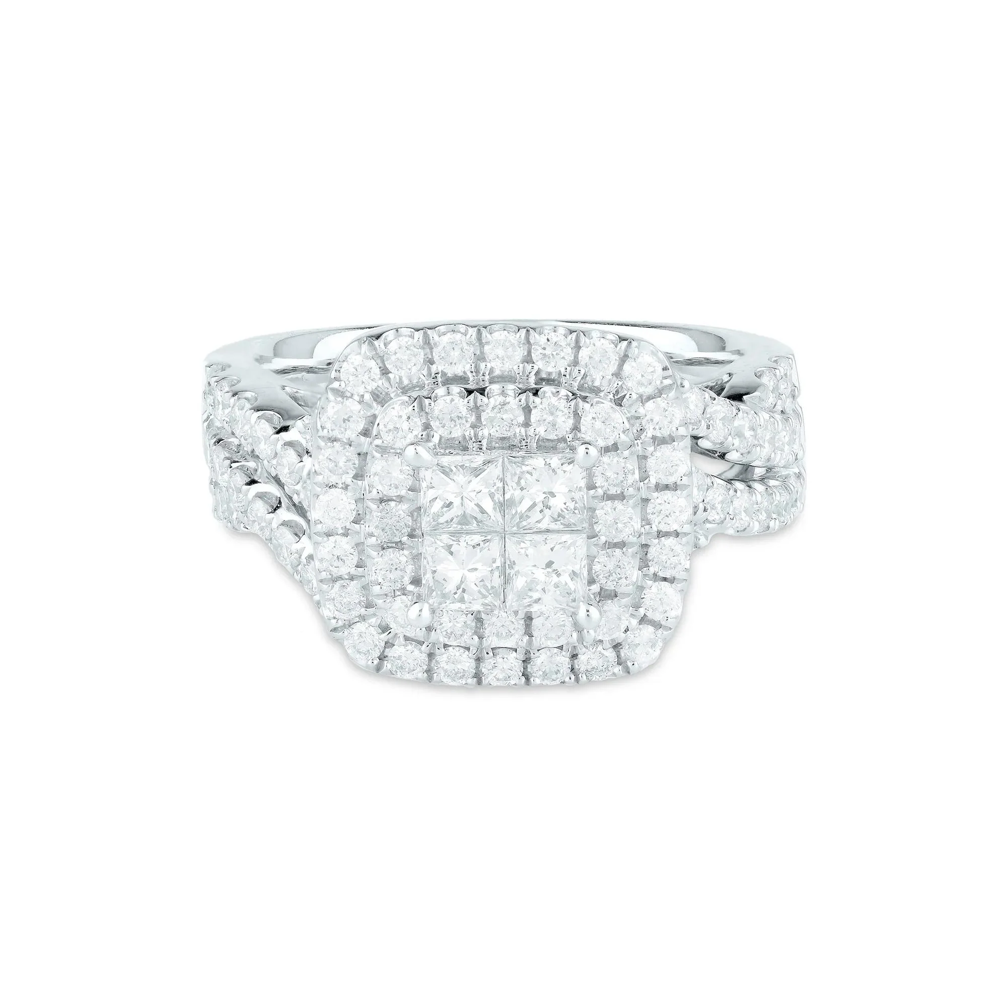 1/2 CT. Tw. Composite Diamond Engagement Ring 14K White Gold Round Brilliant Cut Size 8 4mm