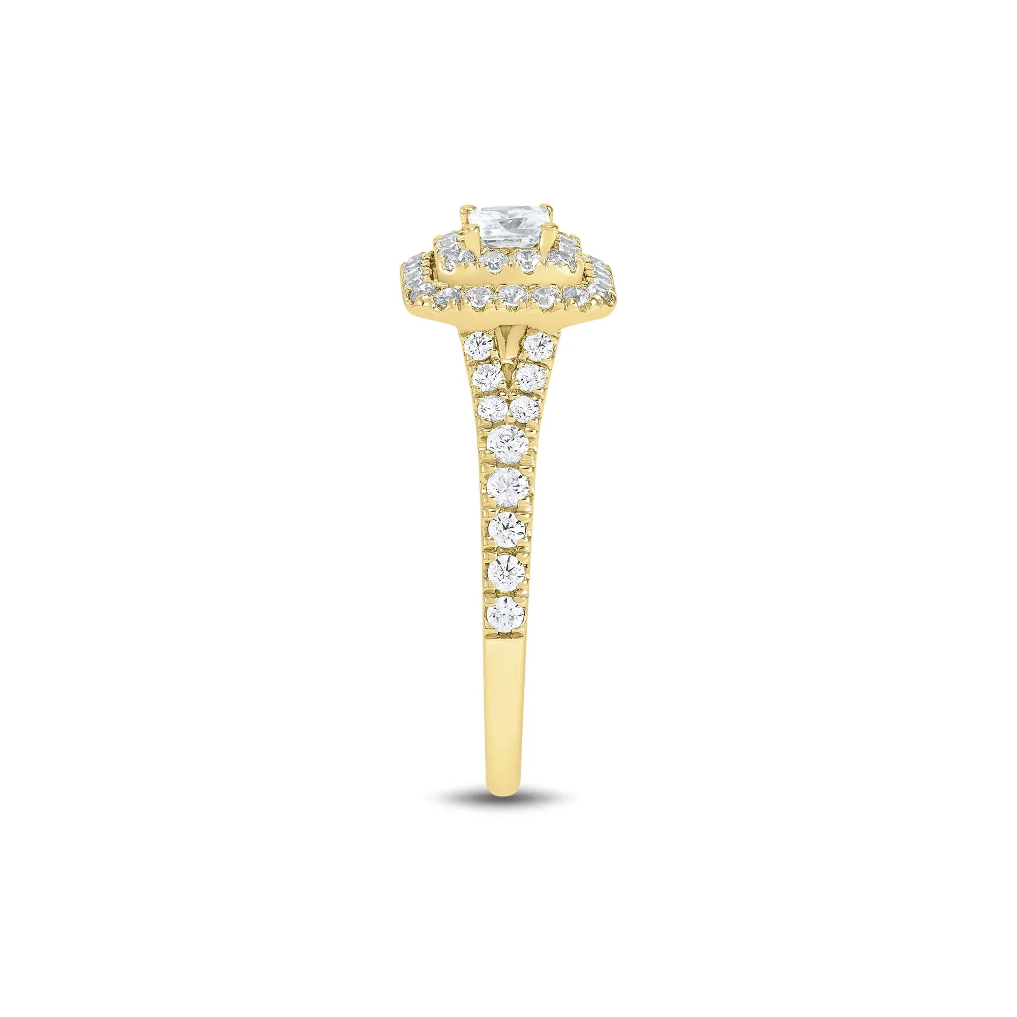 3/4 CT. Tw. Princess-Cut Double Halo Engagement Ring 14K Yellow Gold Round Brilliant Cut Size 8 1mm - Image 3