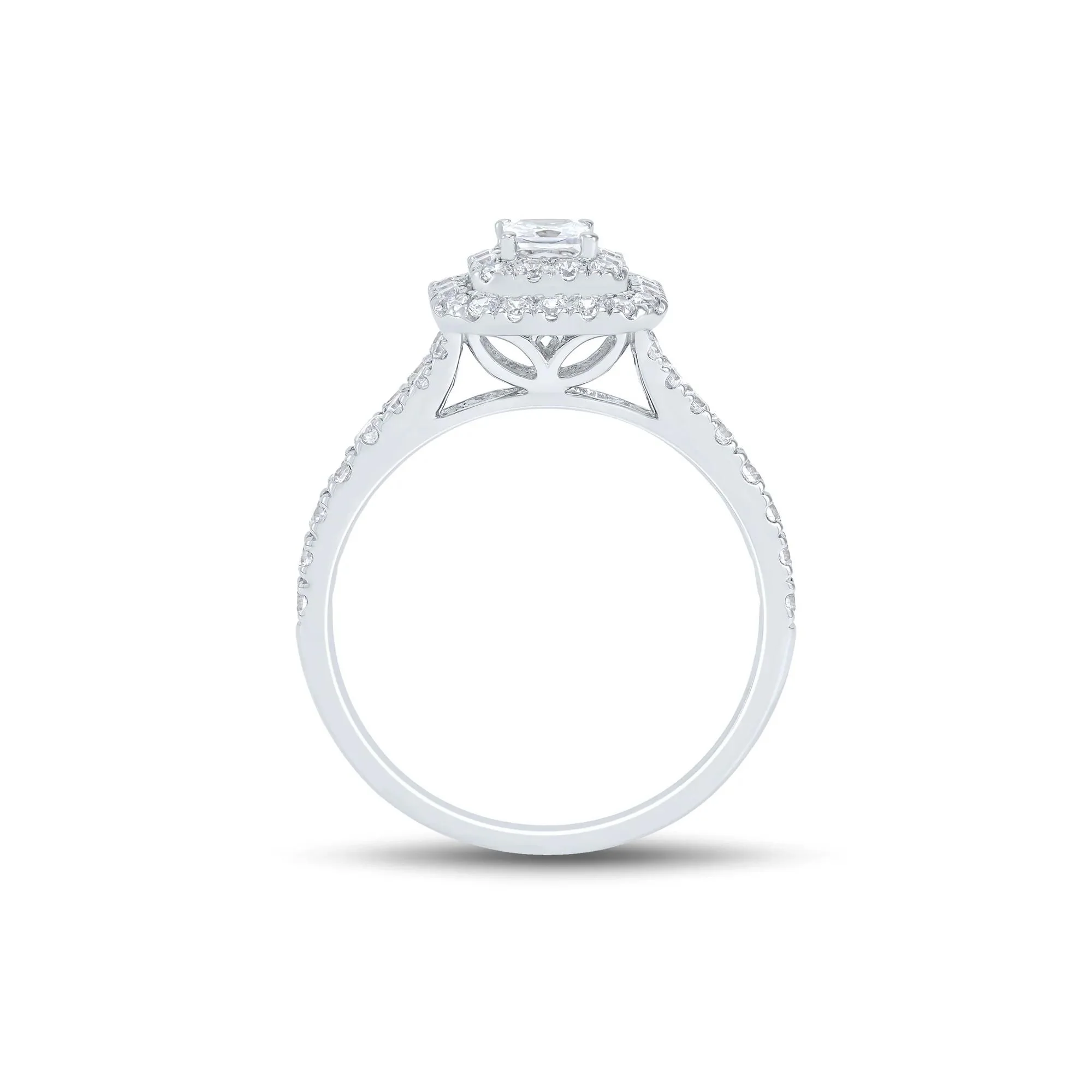 3/4 CT. Tw. Princess-Cut Double Halo Engagement Ring 14K White Gold Round Brilliant Cut Size 7.5 1mm - Image 2