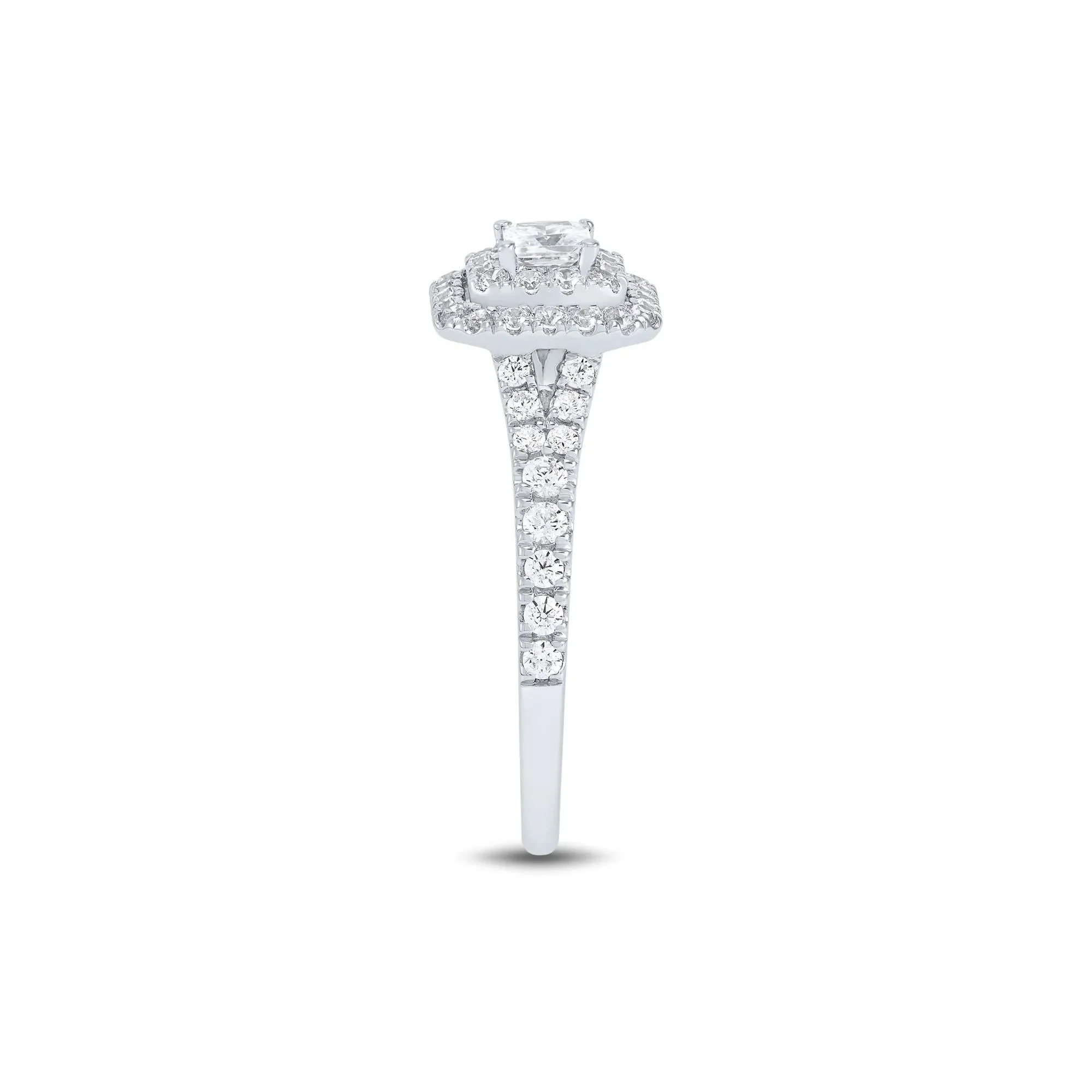 3/4 CT. Tw. Princess-Cut Double Halo Engagement Ring 14K White Gold Round Brilliant Cut Size 8.5 1mm - Image 3